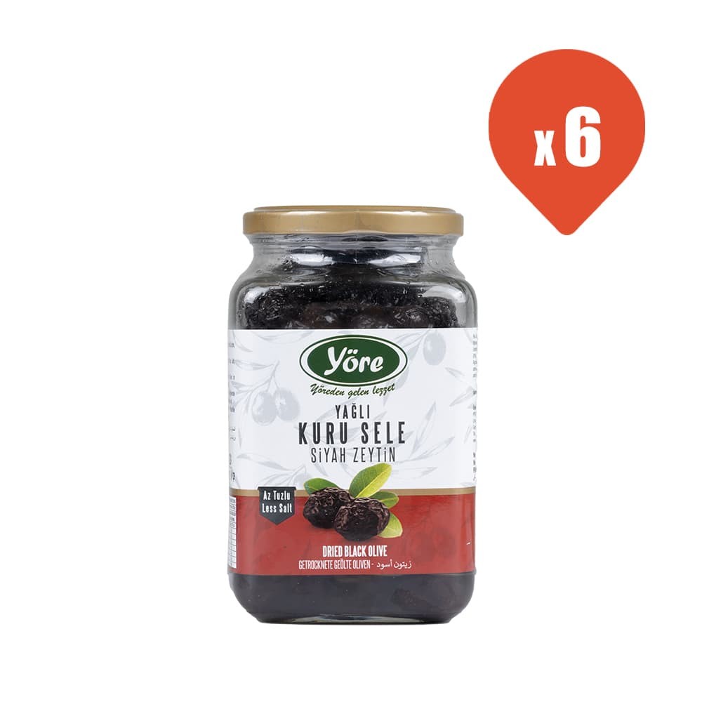 Yöre Gemlik Yağlı Kuru Sele Siyah Zeytin 550 gr x 6