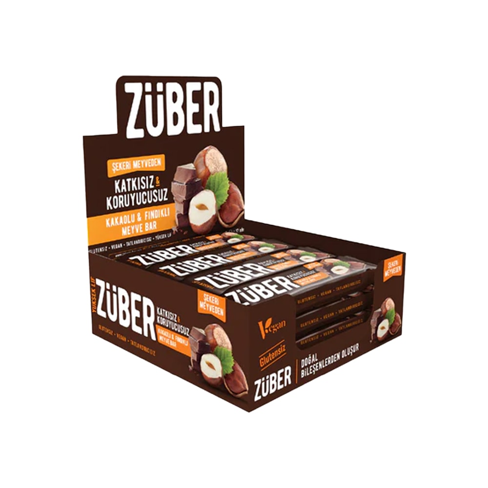 Züber Kakaolu ve Fındıklı Meyve Bar 40 gr  X 12 Adet