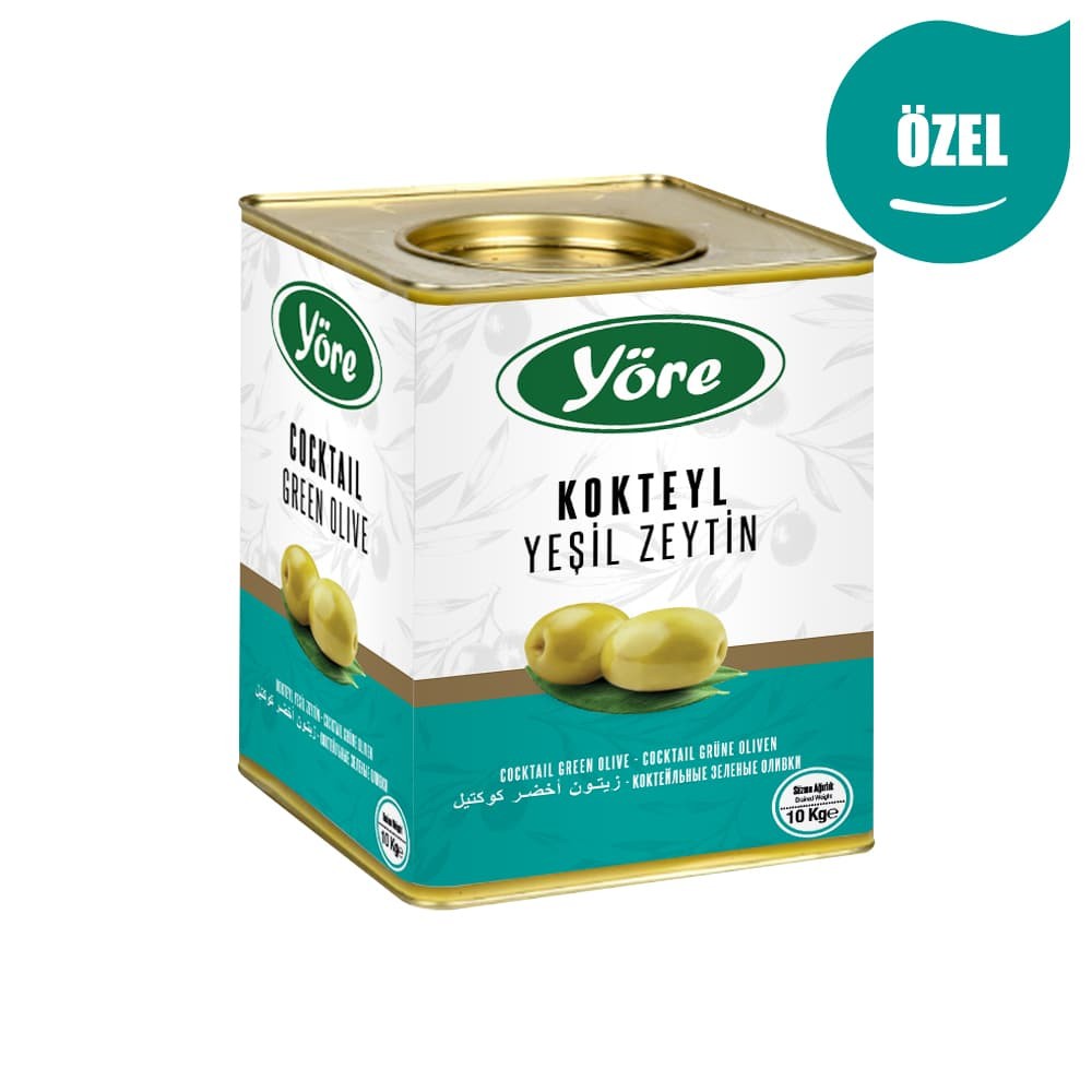 Yöre Domat Kokteyl Özel Yeşil Zeytin 10 kg Teneke