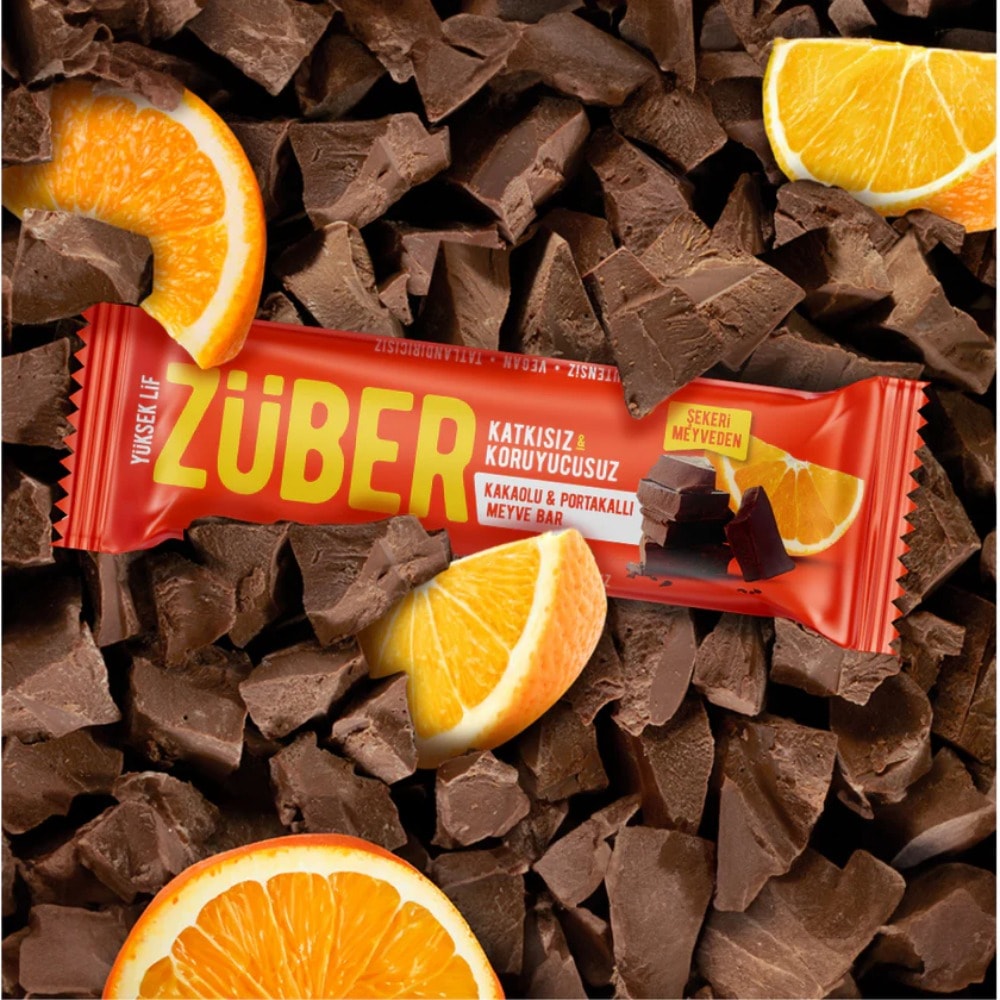 Züber Kakaolu ve Portakallı Meyve Barı 40 gr x 12