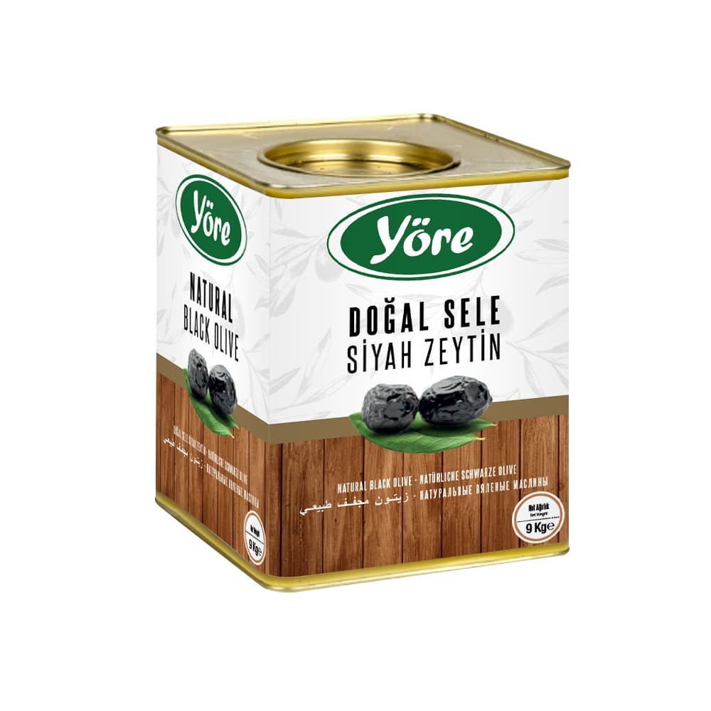 Yöre Gemlik Doğal Sele Gold Siyah Zeytin 9 kg Teneke