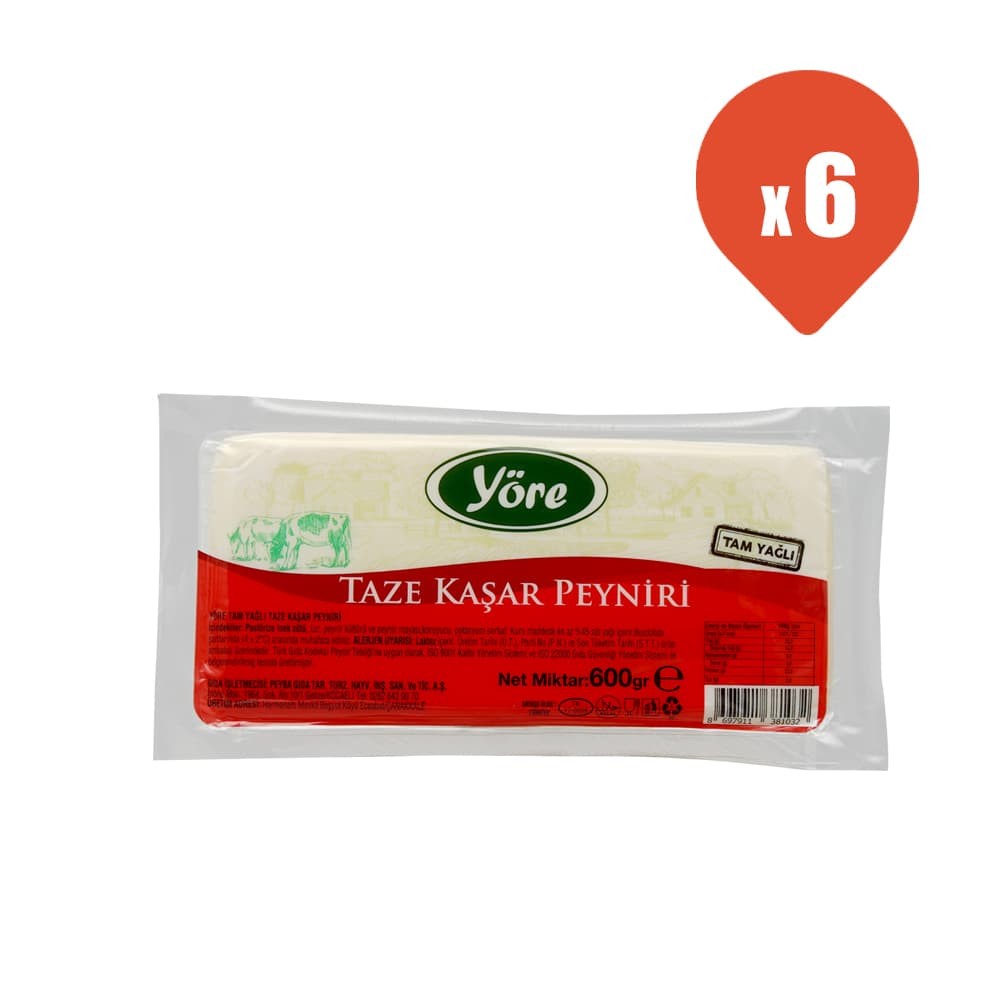 Yöre Taze Kaşar Peyniri 600 gr x 6