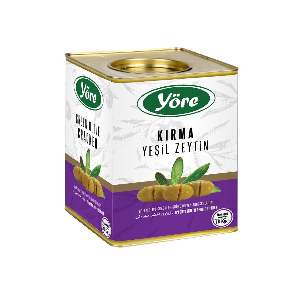 Yöre Domat Kırma Mega Yeşil Zeytin 10 kg Teneke