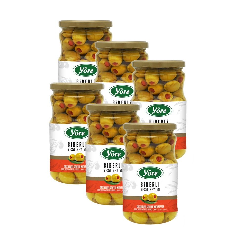 Yöre Biberli Şampiyon Yeşil Zeytin 400 gr x 6