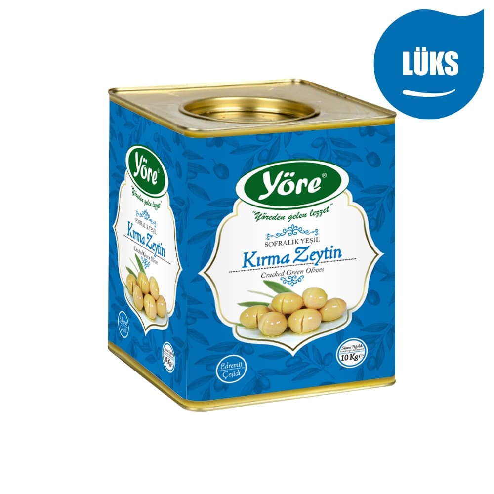 Yöre Ayvalık Kırma Lüks Yeşil Zeytin 10 kg Teneke