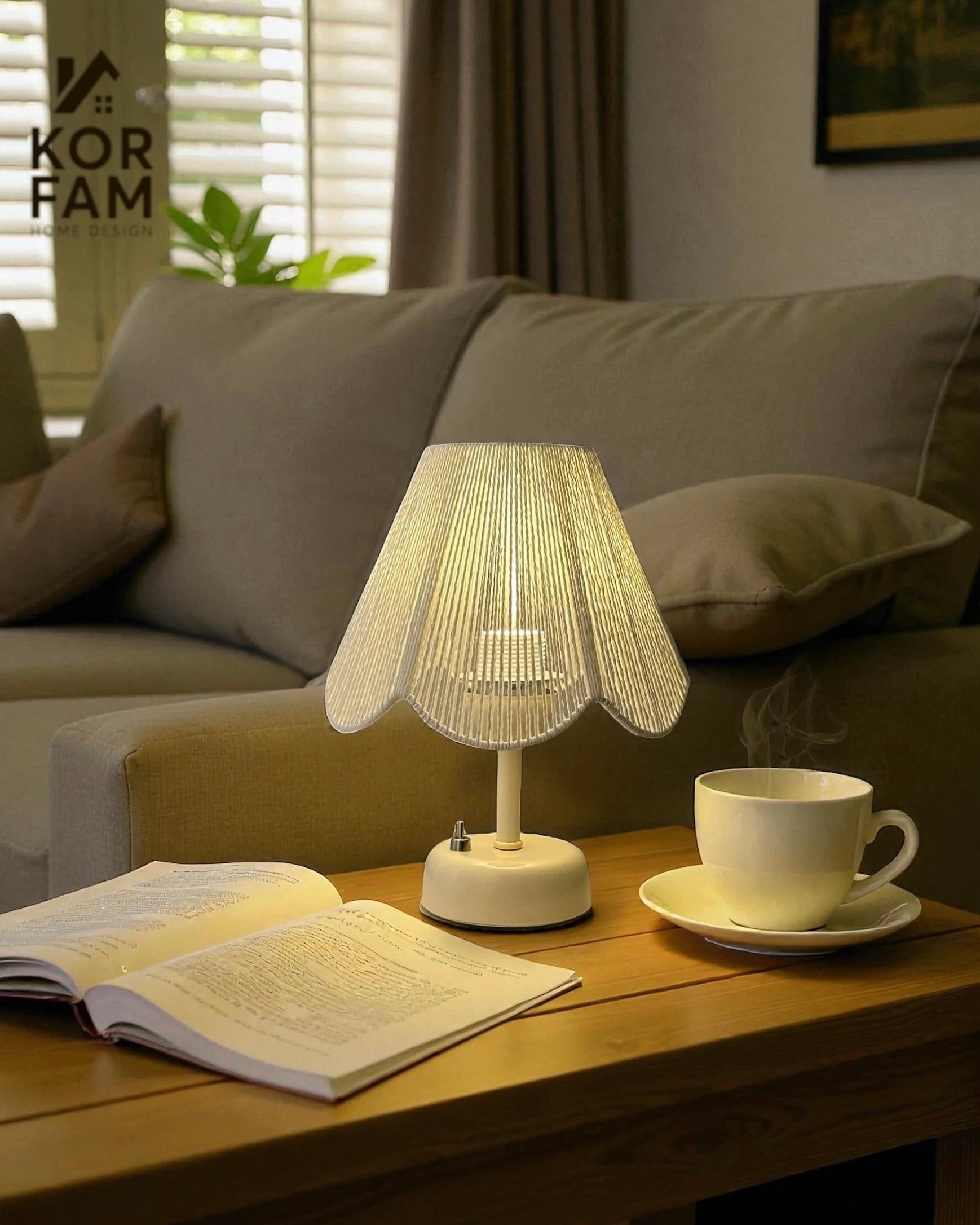 ROSALİNDA MODELİ - RETRO TARZDA PİLLİ MASA LAMBASI | METAL GÖVDE | LED GÜN IŞIĞI AYDINLATMA - Beyaz