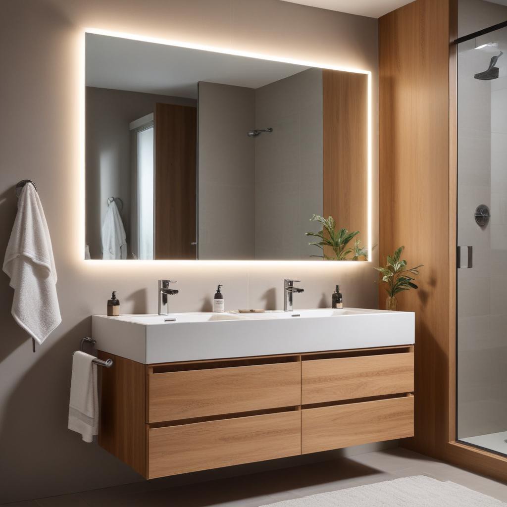 MirrorDecorArt - Gün ışığı Led Aydınlatmalı Dikdörtgen Banyo Aynası, Led Işıklı Lavabo Aynası, Tuvalet Aynası