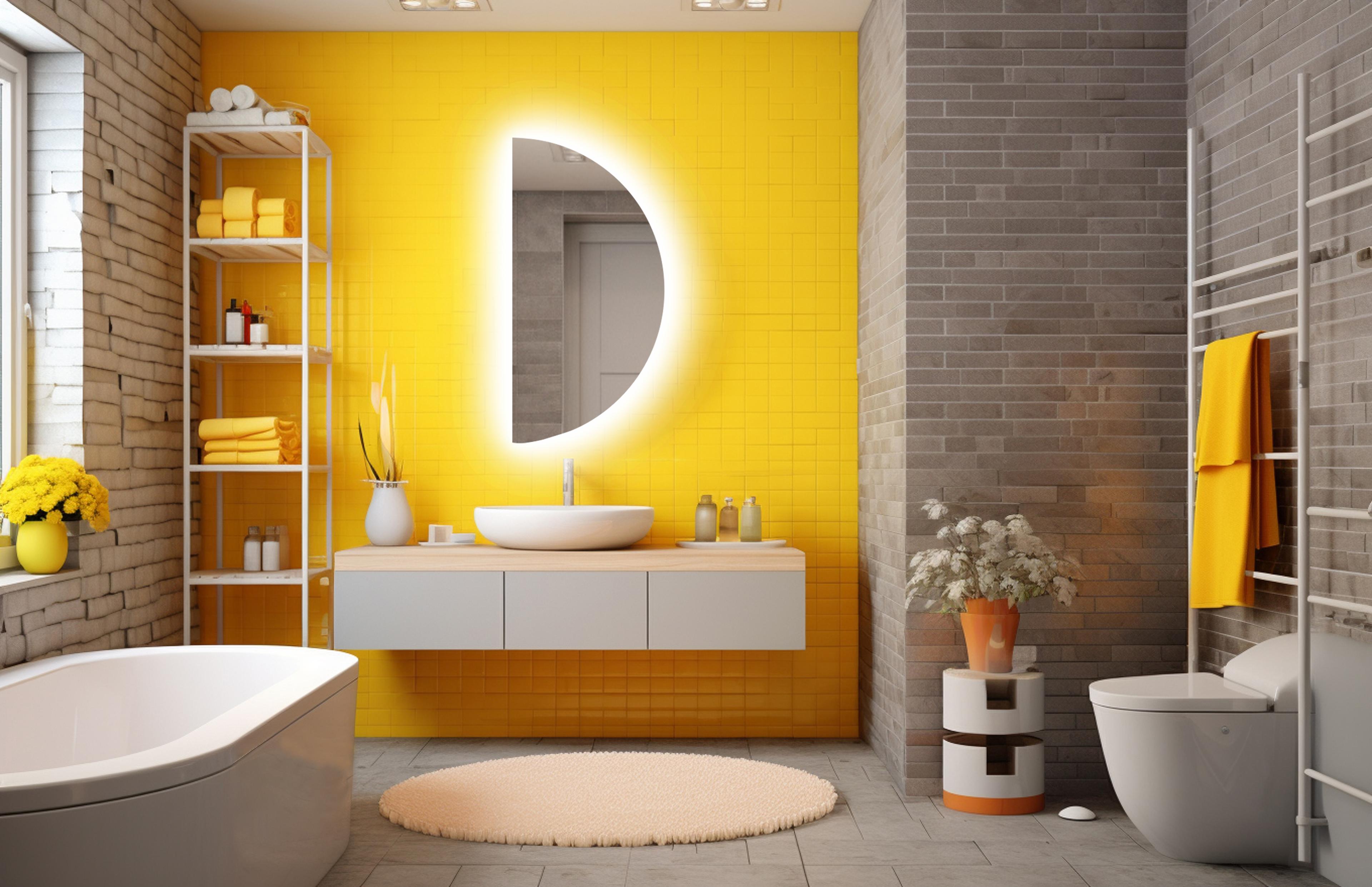 Semi-Circular LED Illuminated Bathroom Mirror