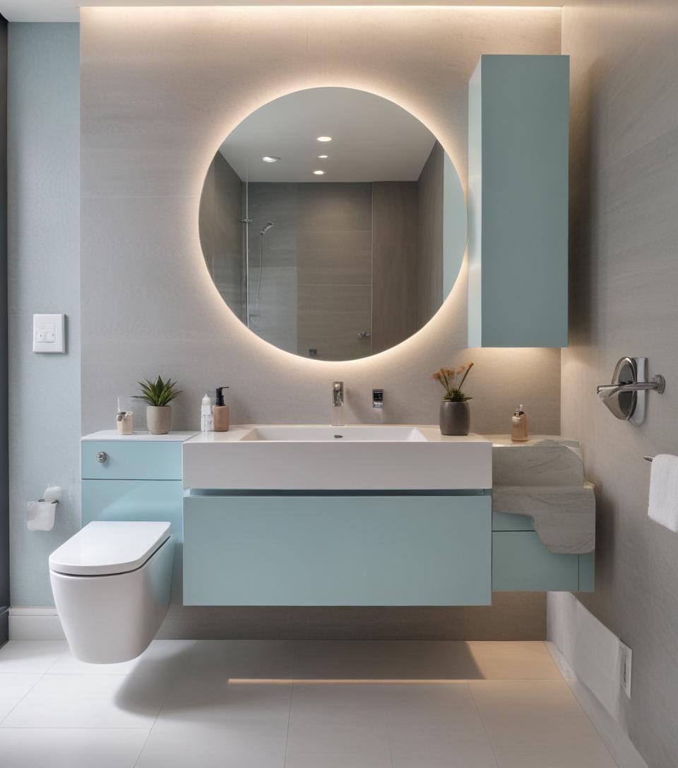 MirrorDecorArt - Yuvarlak Gün Işığı Led Aydınlatmalı Banyo Aynası, Tuvalet Aynası, Led'li Banyo Aynası, Makyaj Aynası