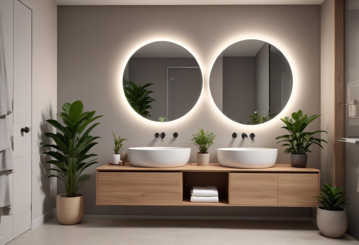 MirrorDecorArt - Yuvarlak Gün Işığı Led Aydınlatmalı Banyo Aynası, Tuvalet Aynası, Led'li Banyo Aynası, Makyaj Aynası