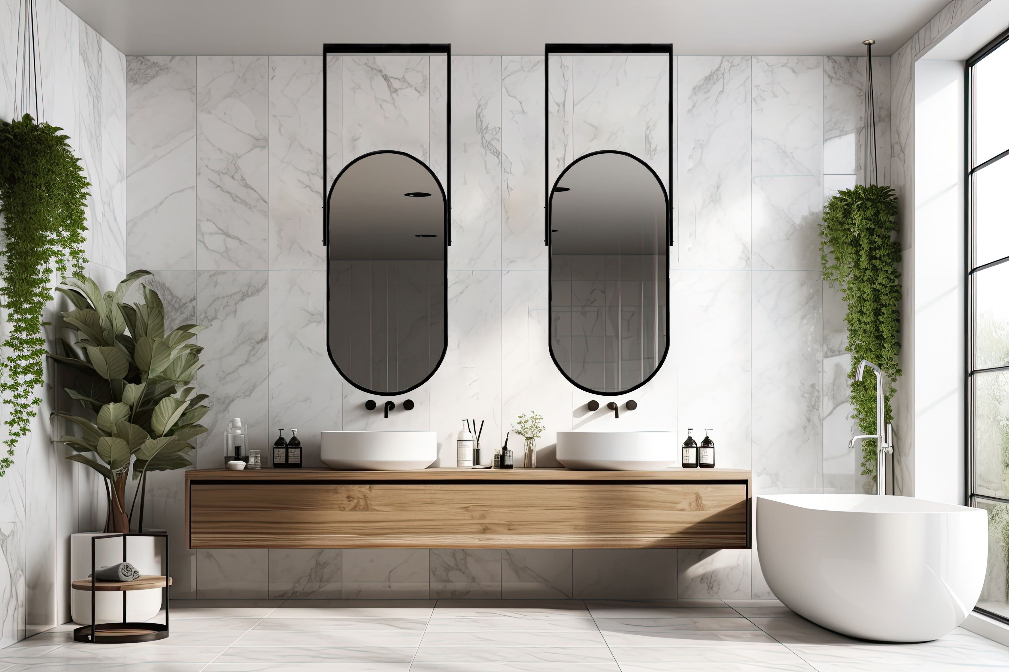 Metal Çerçeveli Tavana Monte Oval Banyo Aynası