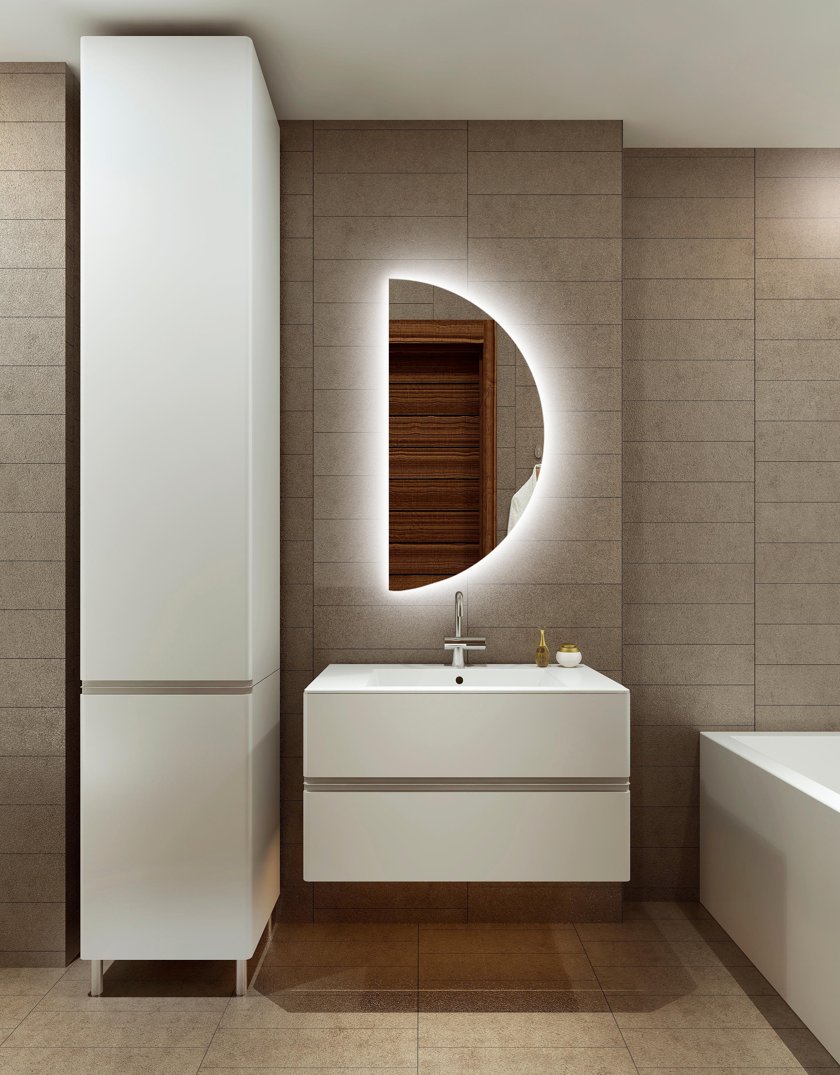 Semi-Circular LED Illuminated Bathroom Mirror