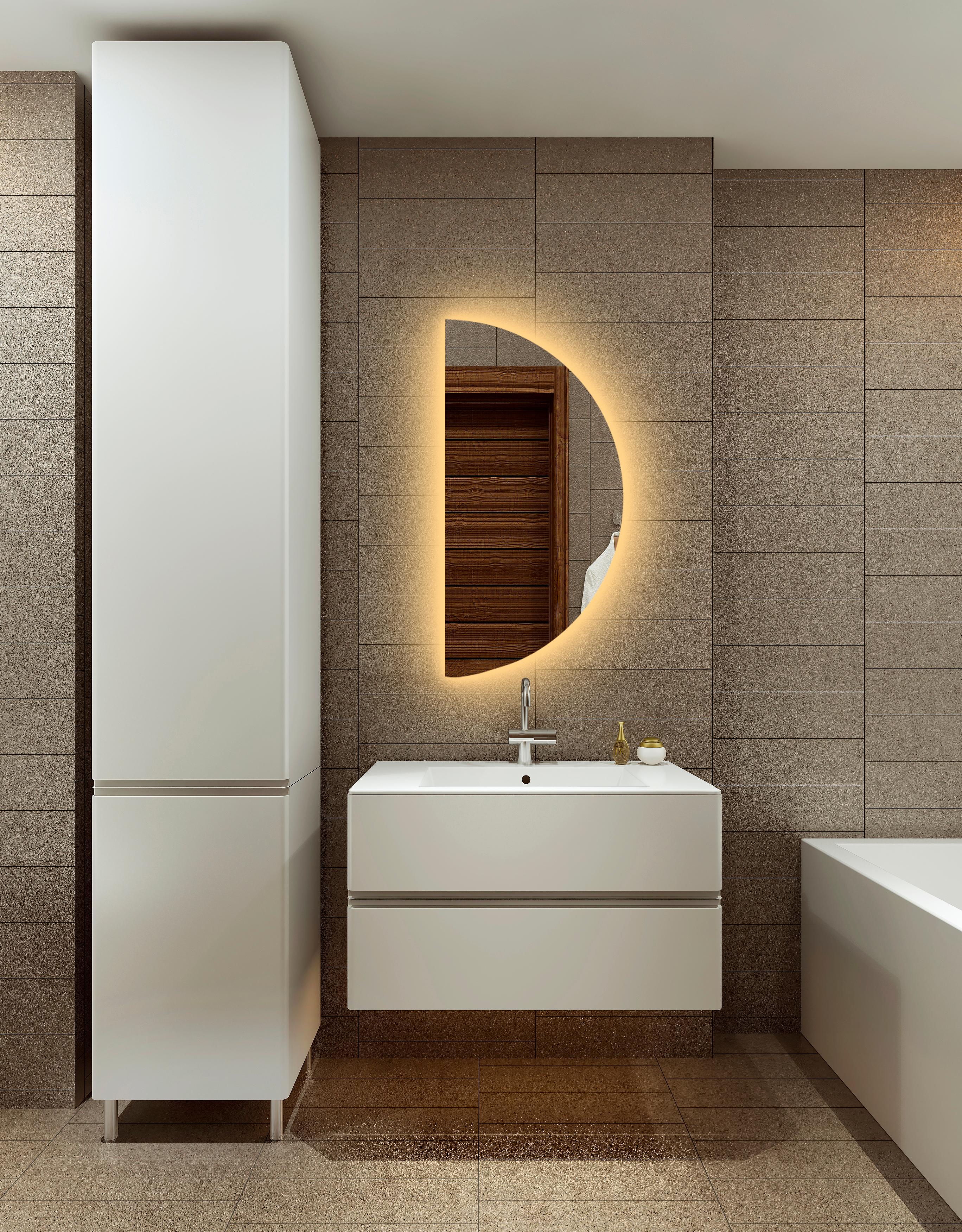 Semi-Circular LED Illuminated Bathroom Mirror