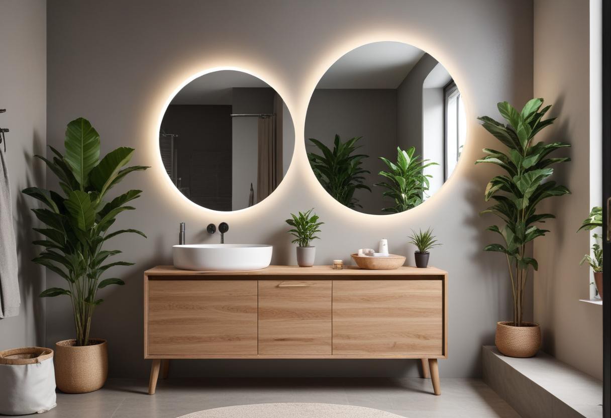 MirrorDecorArt - Yuvarlak Gün Işığı Led Aydınlatmalı Banyo Aynası, Tuvalet Aynası, Led'li Banyo Aynası, Makyaj Aynası