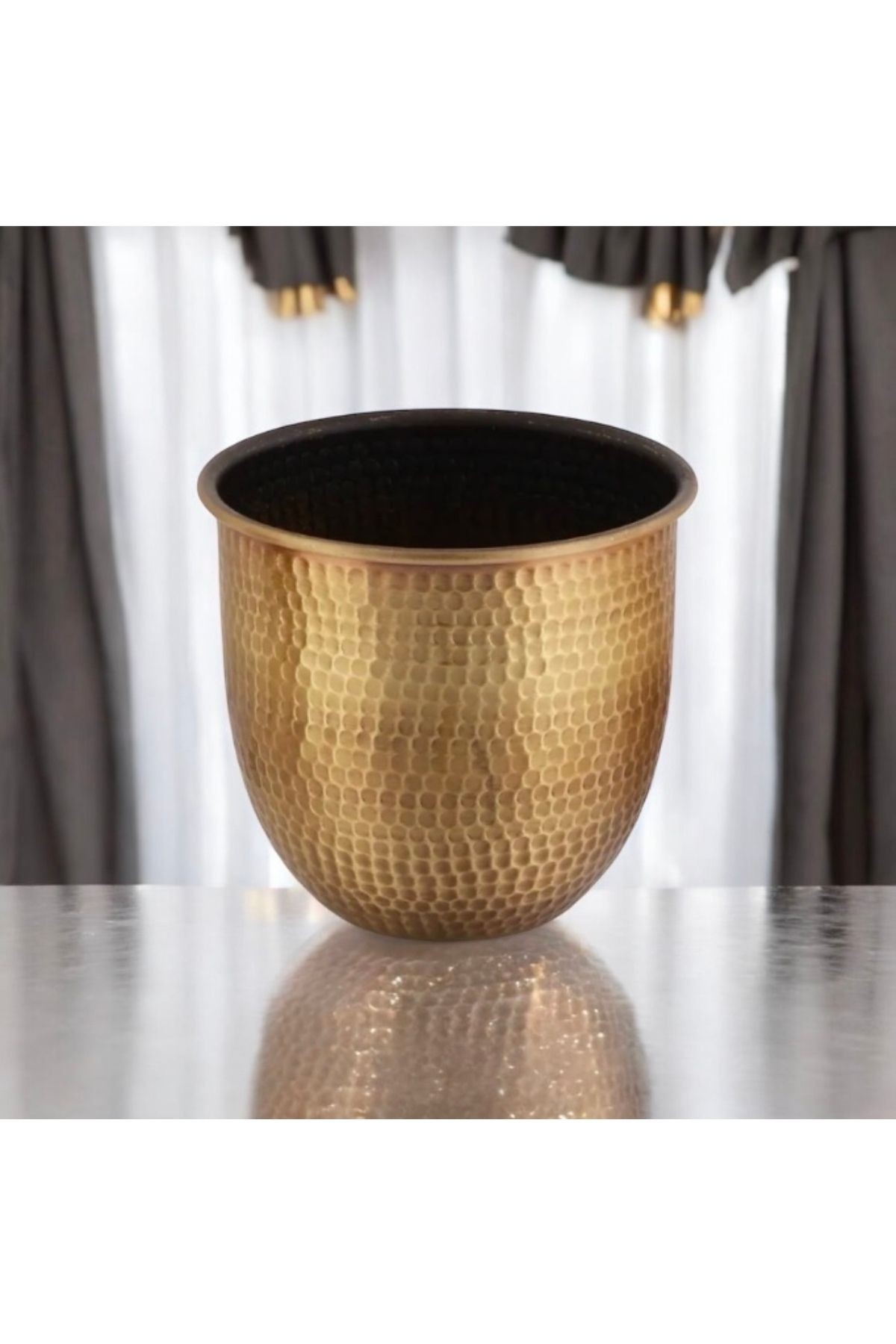 Gold eskitme dövme metalik vazo 0 image