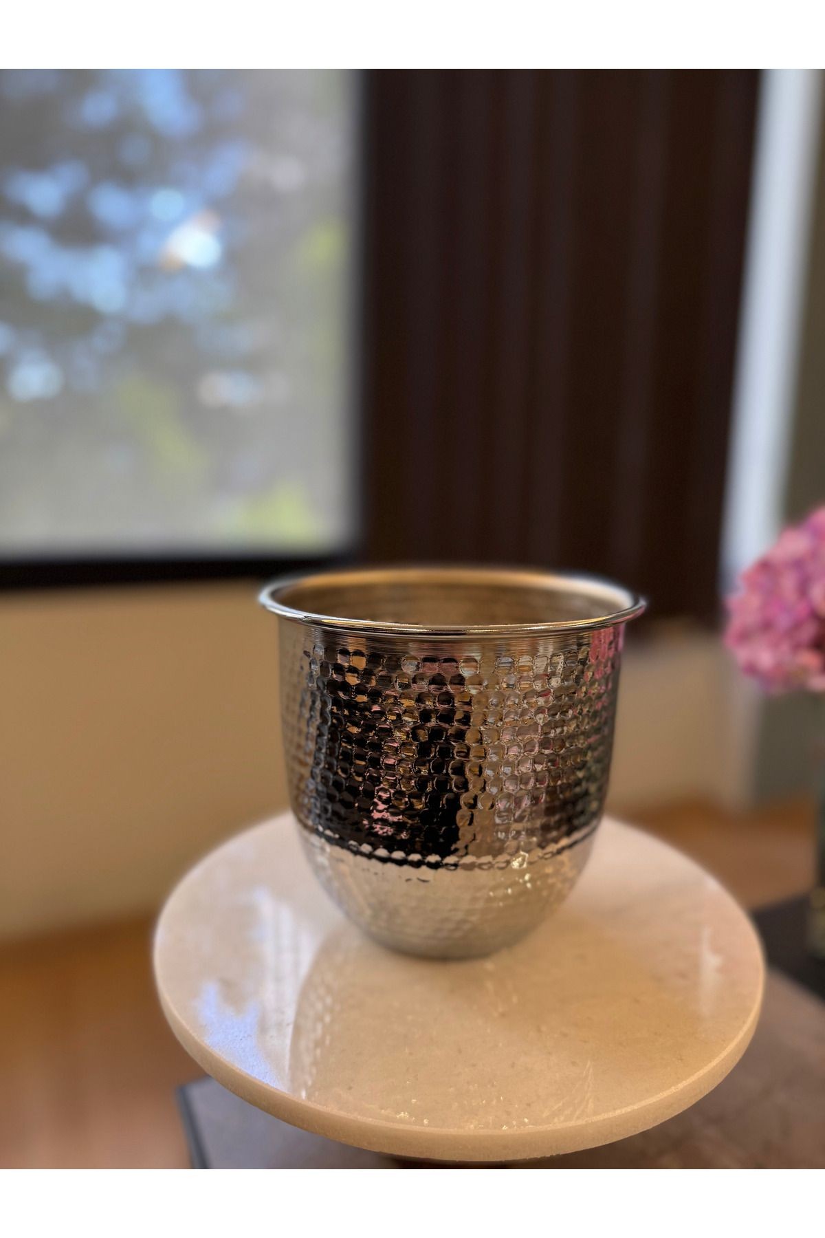 Metal lux vazo, bakır görünümlü gümüş rengi vazo 0 image