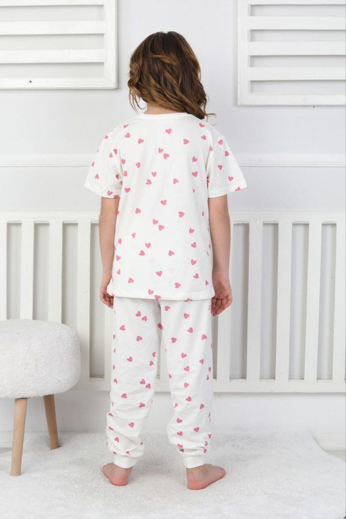 Kalpl Desenli Kız Çocuk Yazlık Pijama Takımı