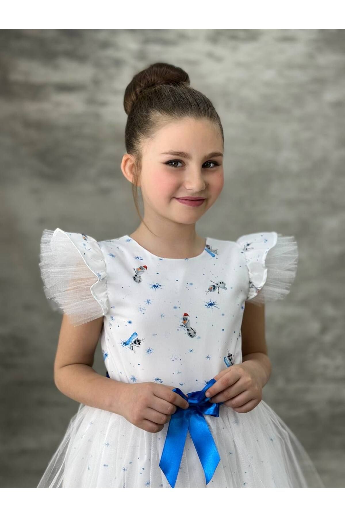 Tütülü Krep Kız Çocuk Elsa Elbise