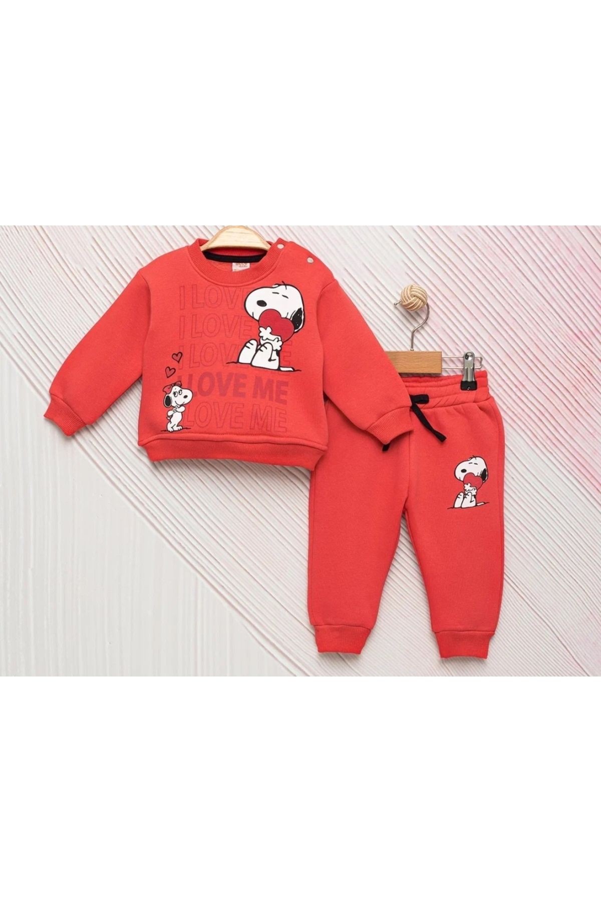 KIZ BEBEK SNOOPY BASKILI ŞARDONLU KIŞLIK EŞOFMAN TAKIM