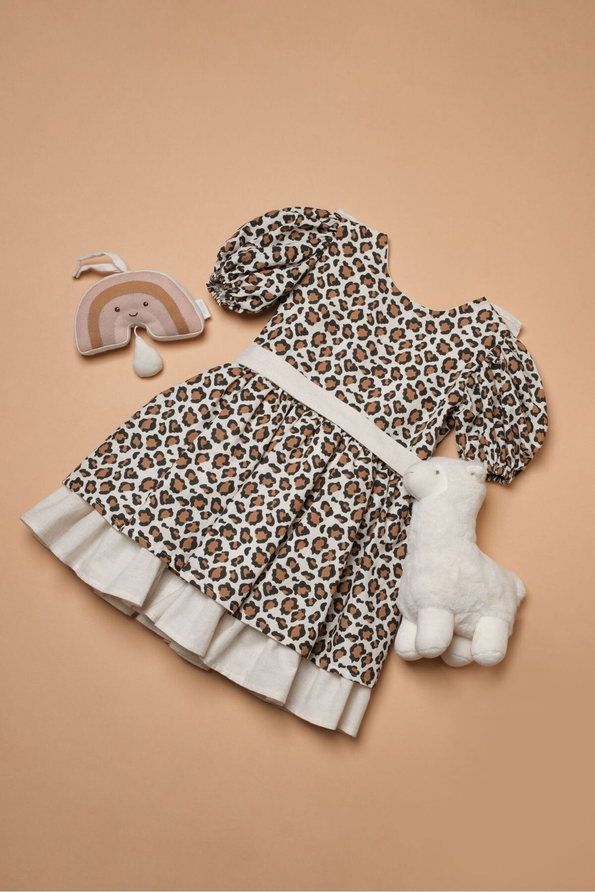 KIZ COCUK LEOPAR DESENLI ELBISE
