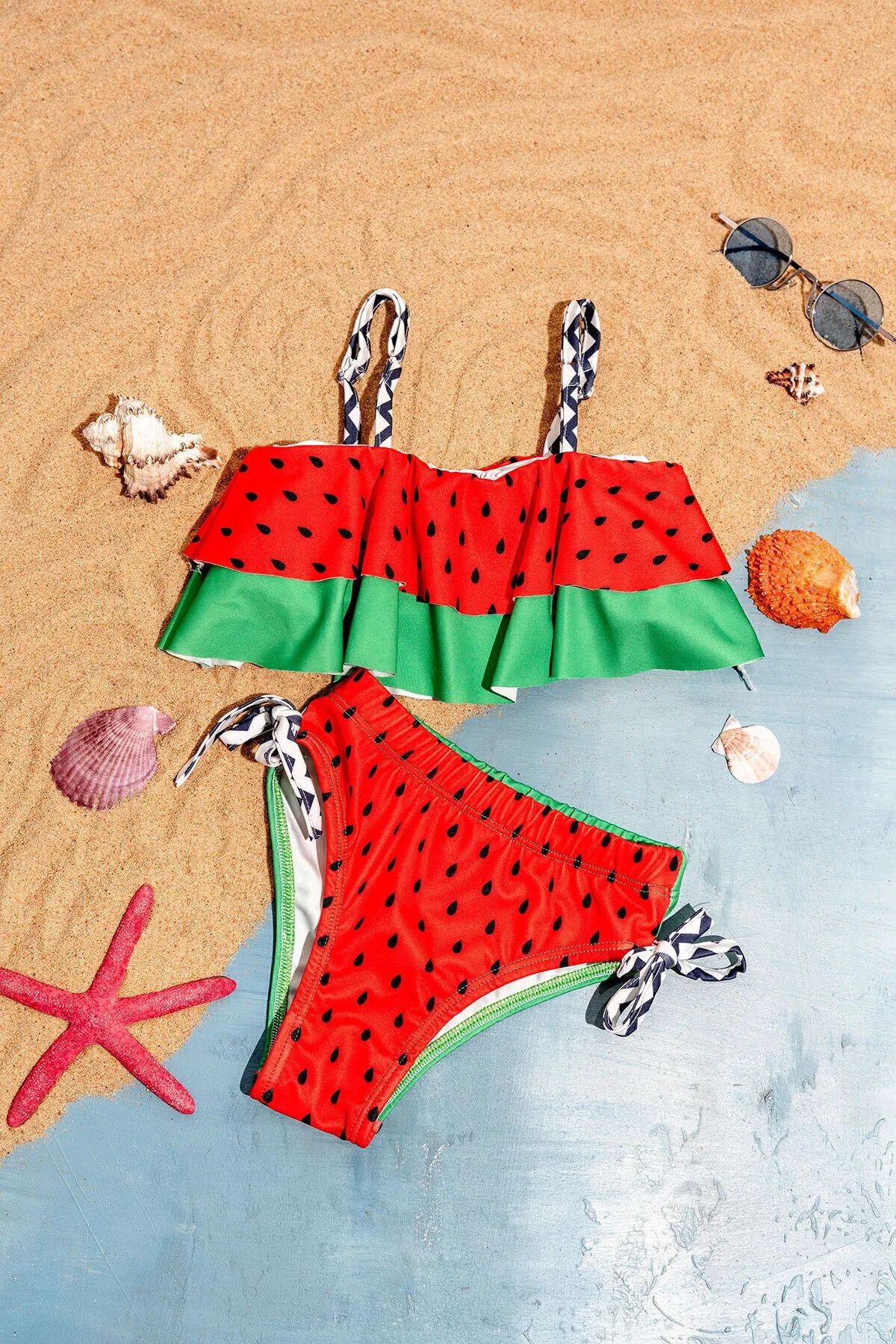 Karpuz Desenli Kız Çocuk Bikini