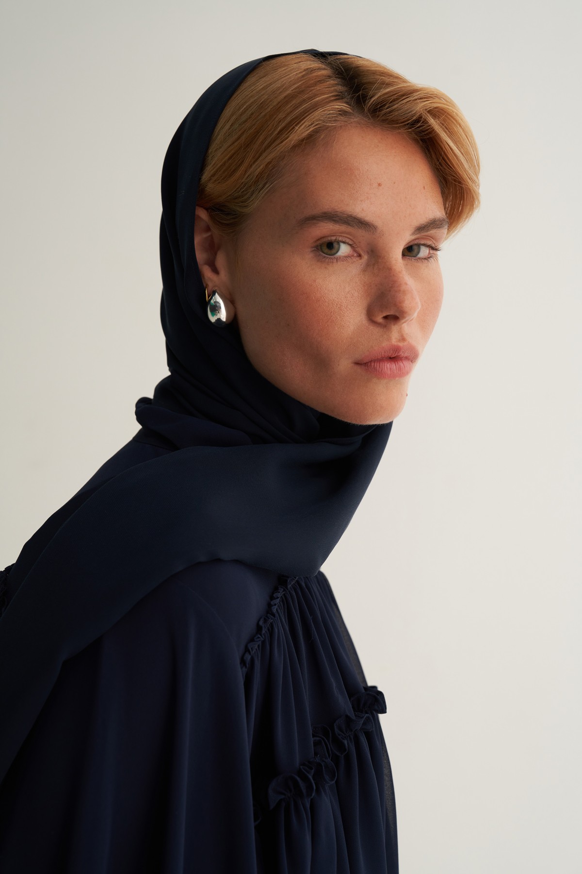 Navy Blue Cupro Scarve
