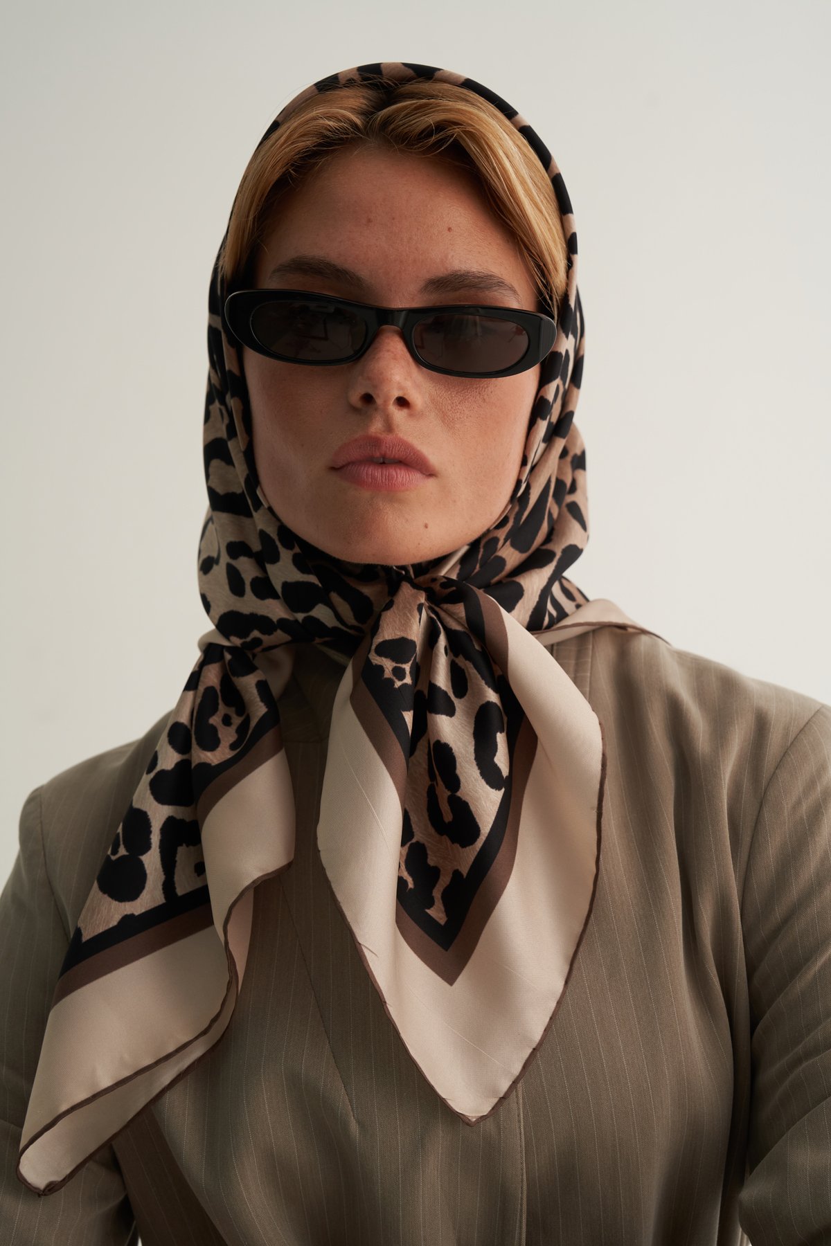 Beige Leopard Scarf