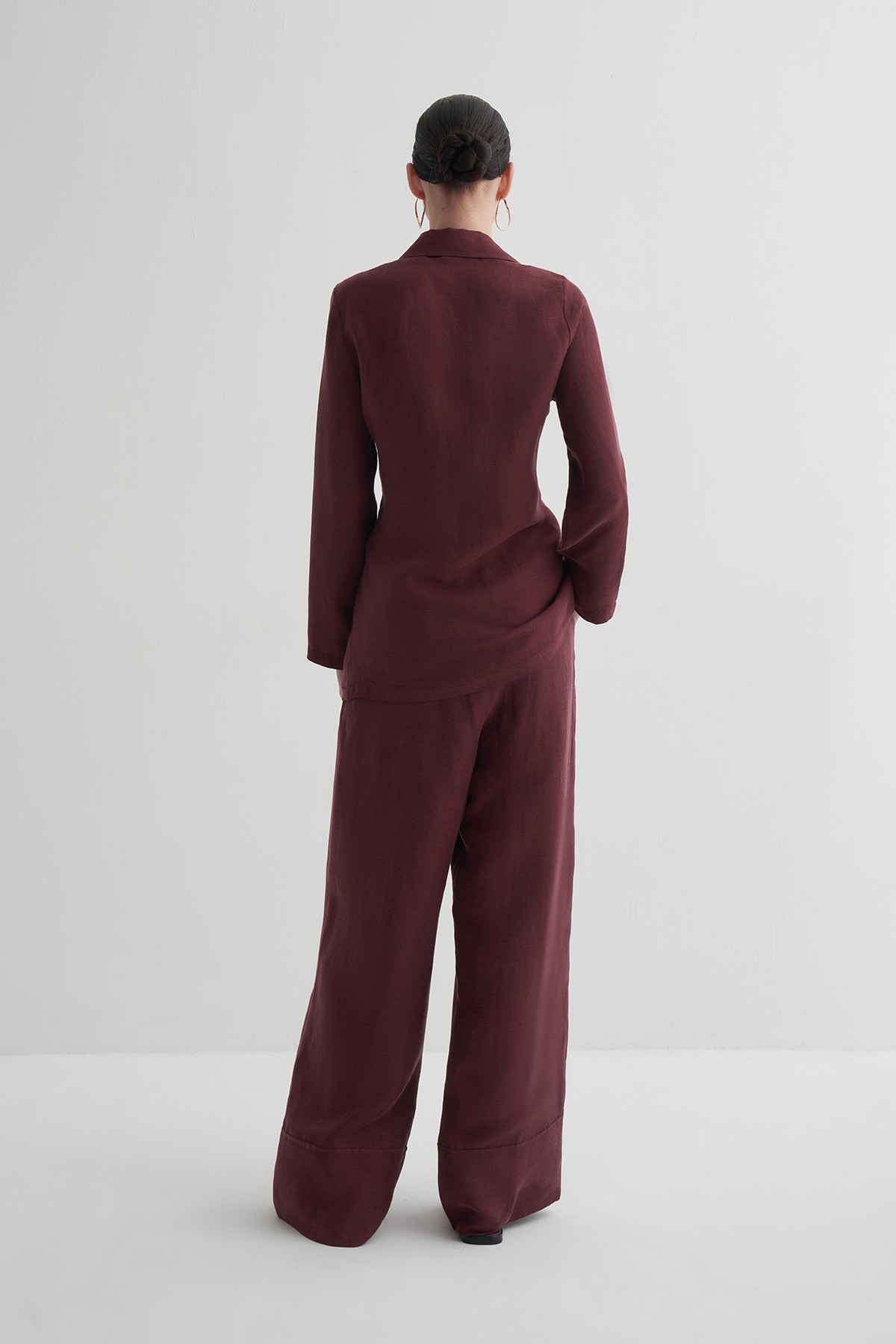 Bordo Cupro Keten Ceket