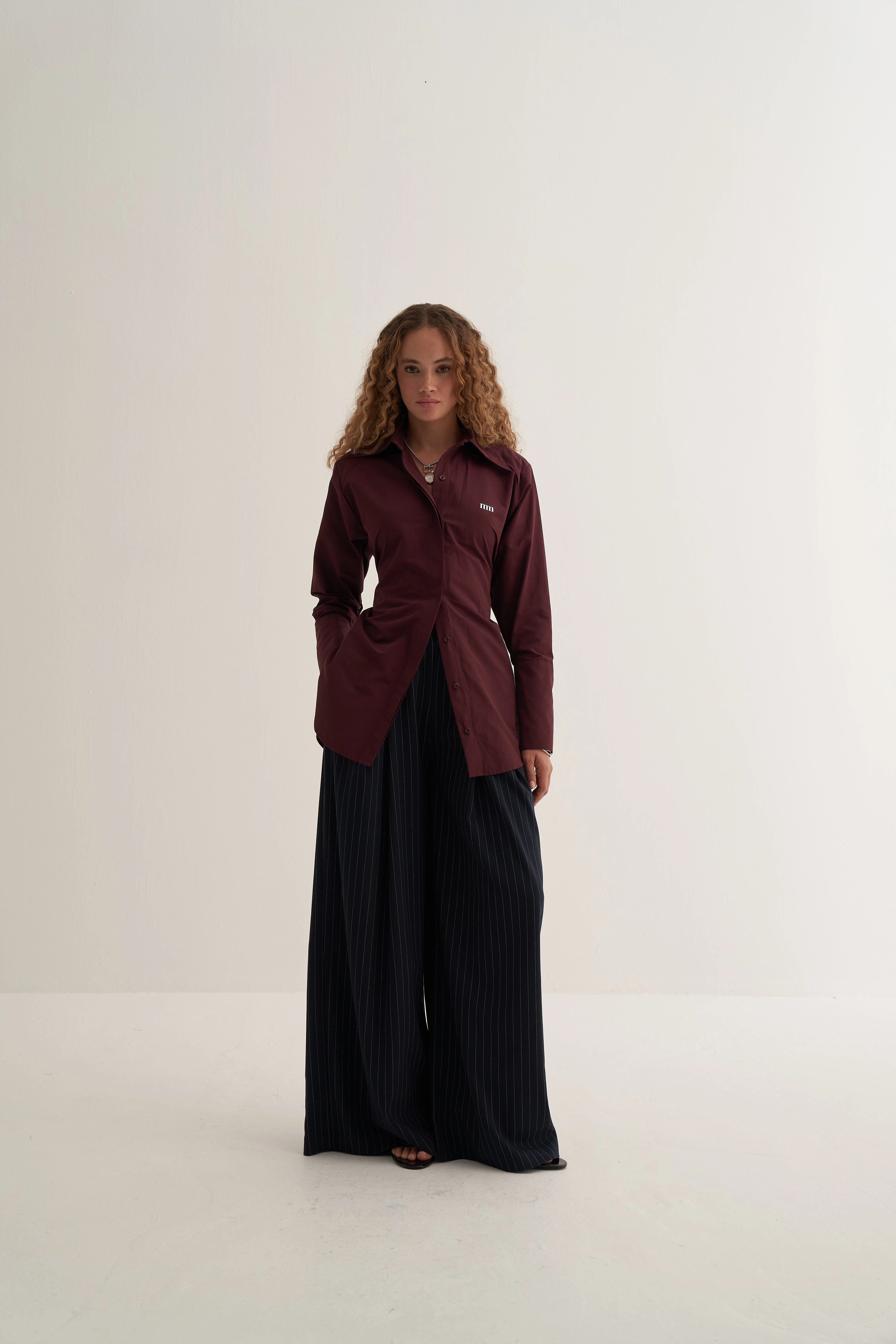 Bordo Vatkalı Bağlamalı Gömlek