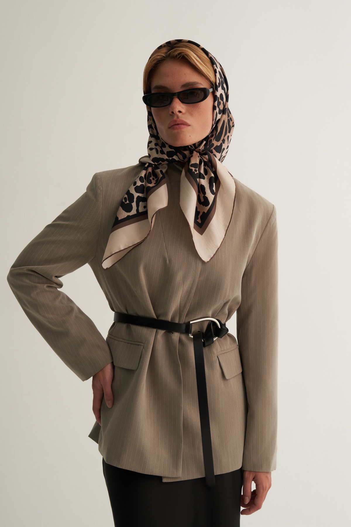 Beige Leopard Scarf