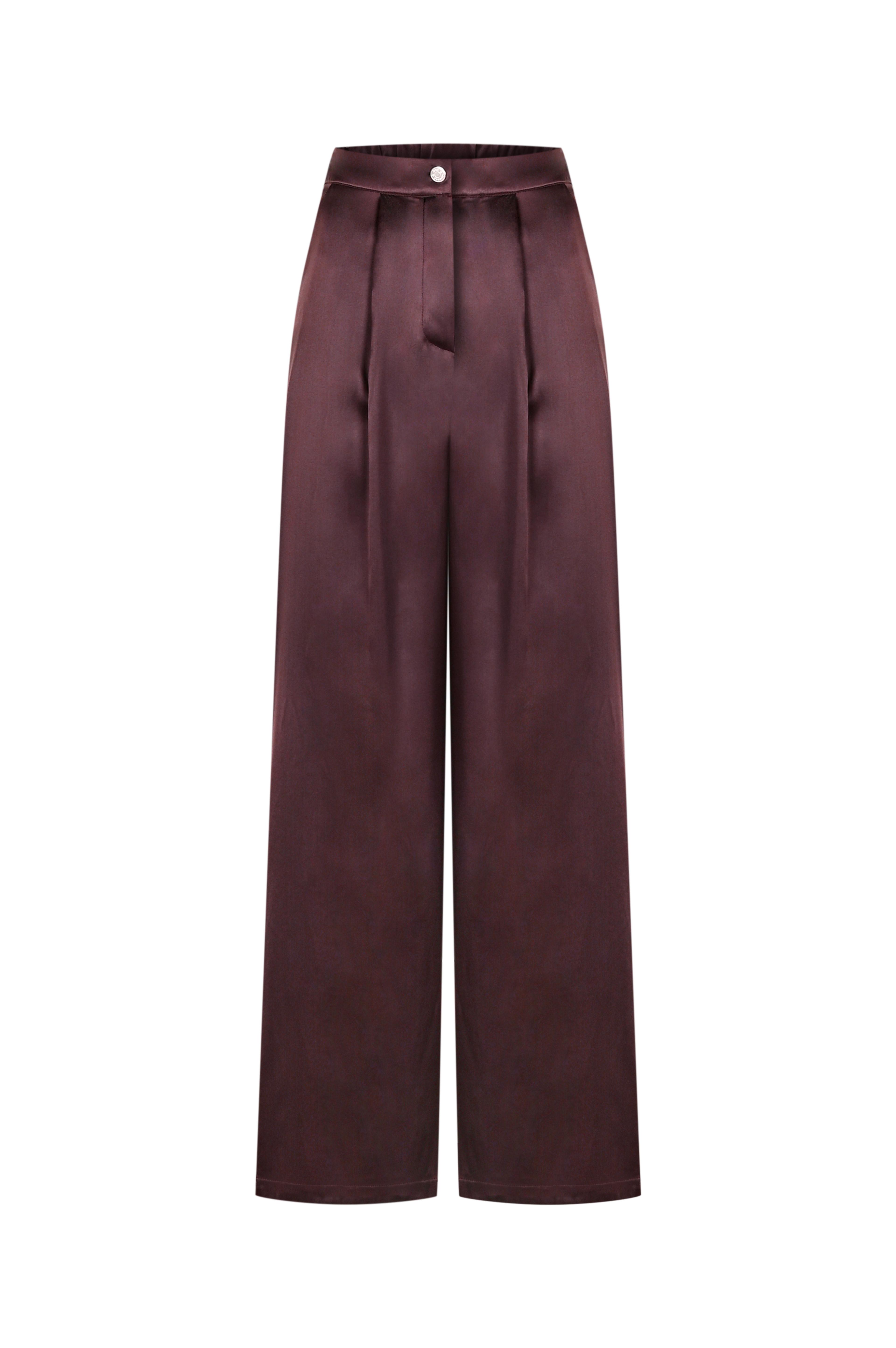 Bordo Twill İpek Pantolon