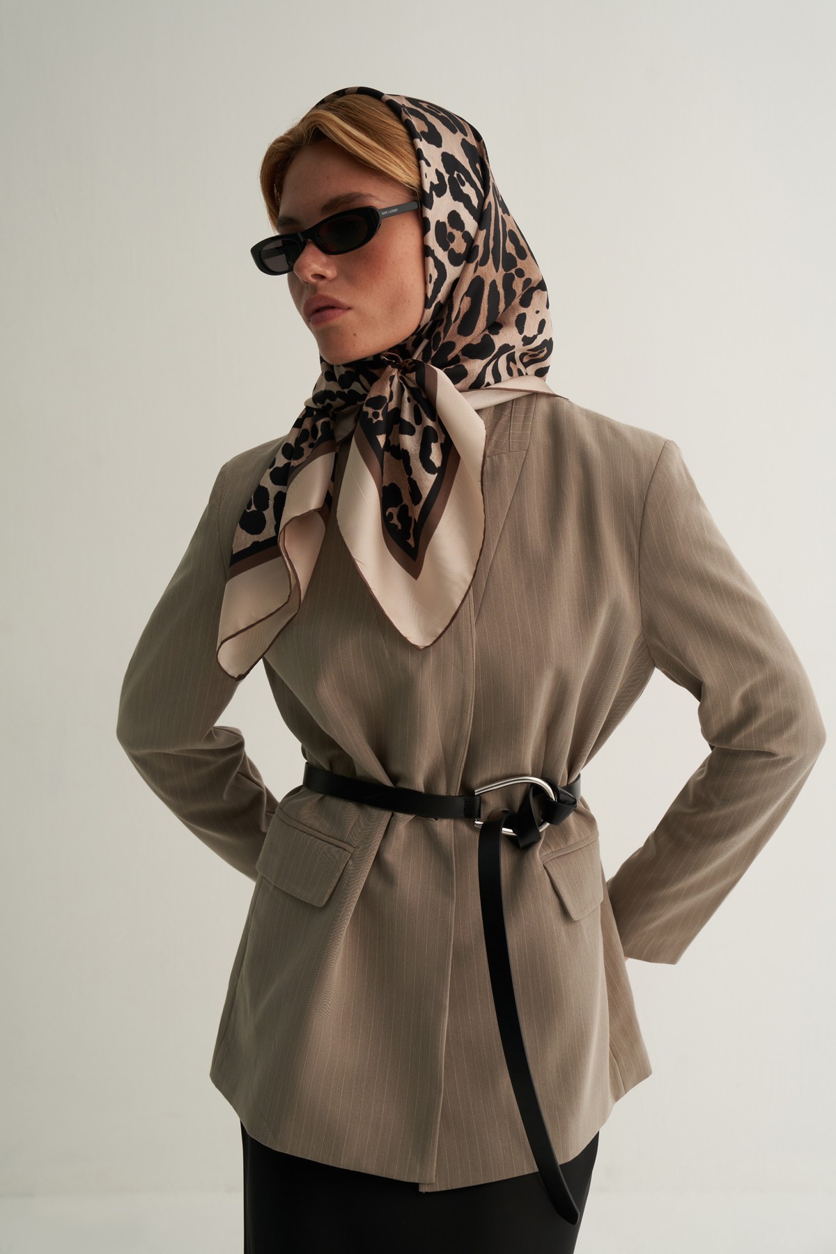 Beige Leopard Scarf