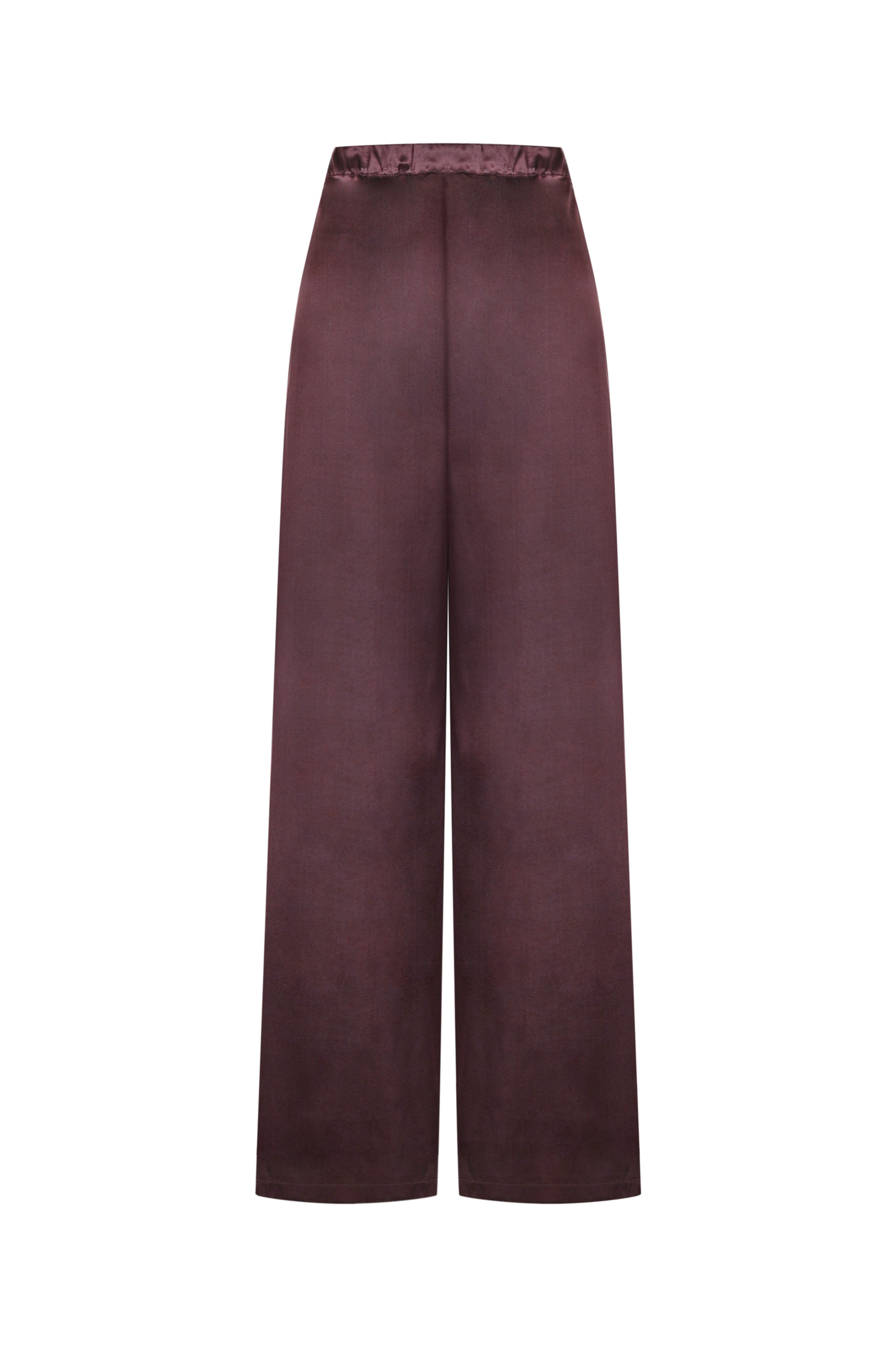 Bordo Twill İpek Pantolon