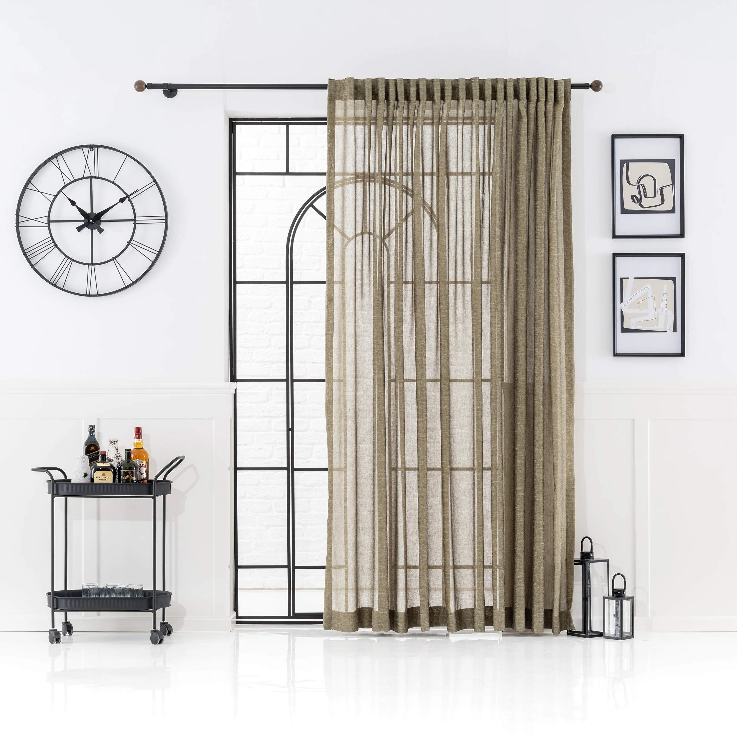 Soft Green Linen  Curtains – Custom Extra Long Semi-Sheer Panels | Farmhouse & Modern Living Room, Bedroom, Dining Room Drapes