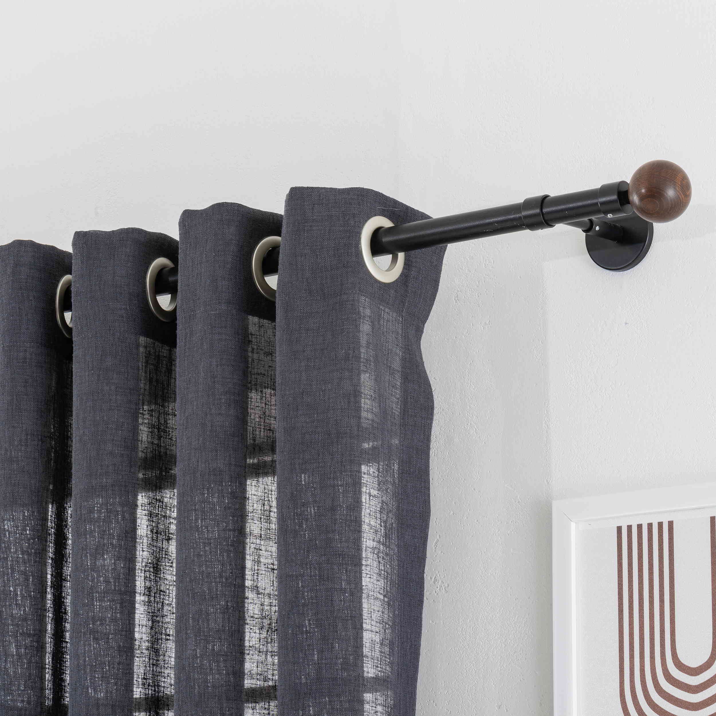 Dark Color Linen Sheer Curtains, 5 Colors. Rod Pocket, Back Tab, Grommet Voile Curtain Panels. Semi Sheer Drapes Living room and Bedroom Sheer Curtains.