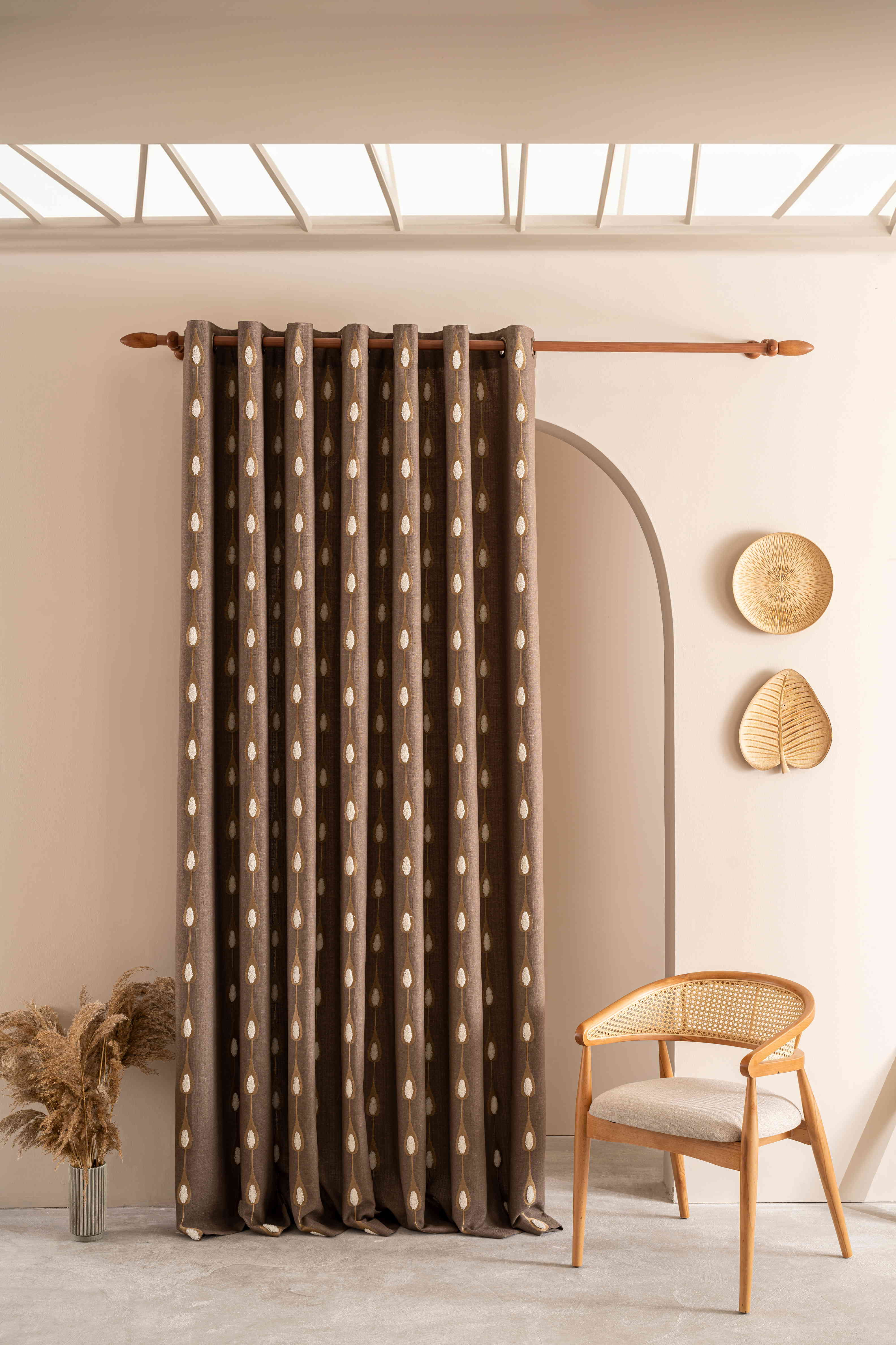 Embroidered Linen Curtains – 2 Colors, Custom Patterned Drapes for Living Room & Bedroom