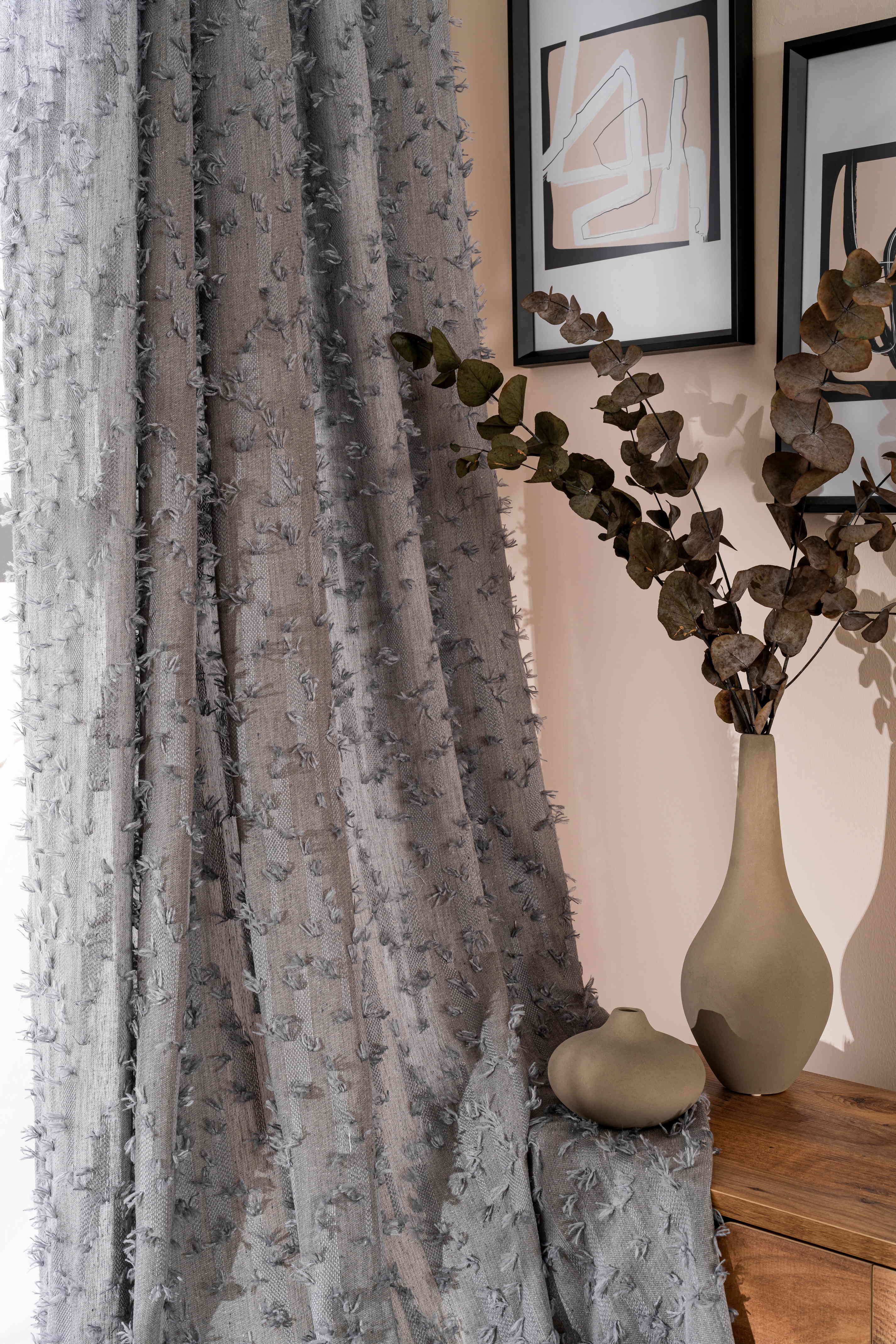 Custom Linen Sheer Curtains – Boho Stripe Panels with Fringe | Light & Airy Sheer Drapes for Modern Bohemian Home Decor