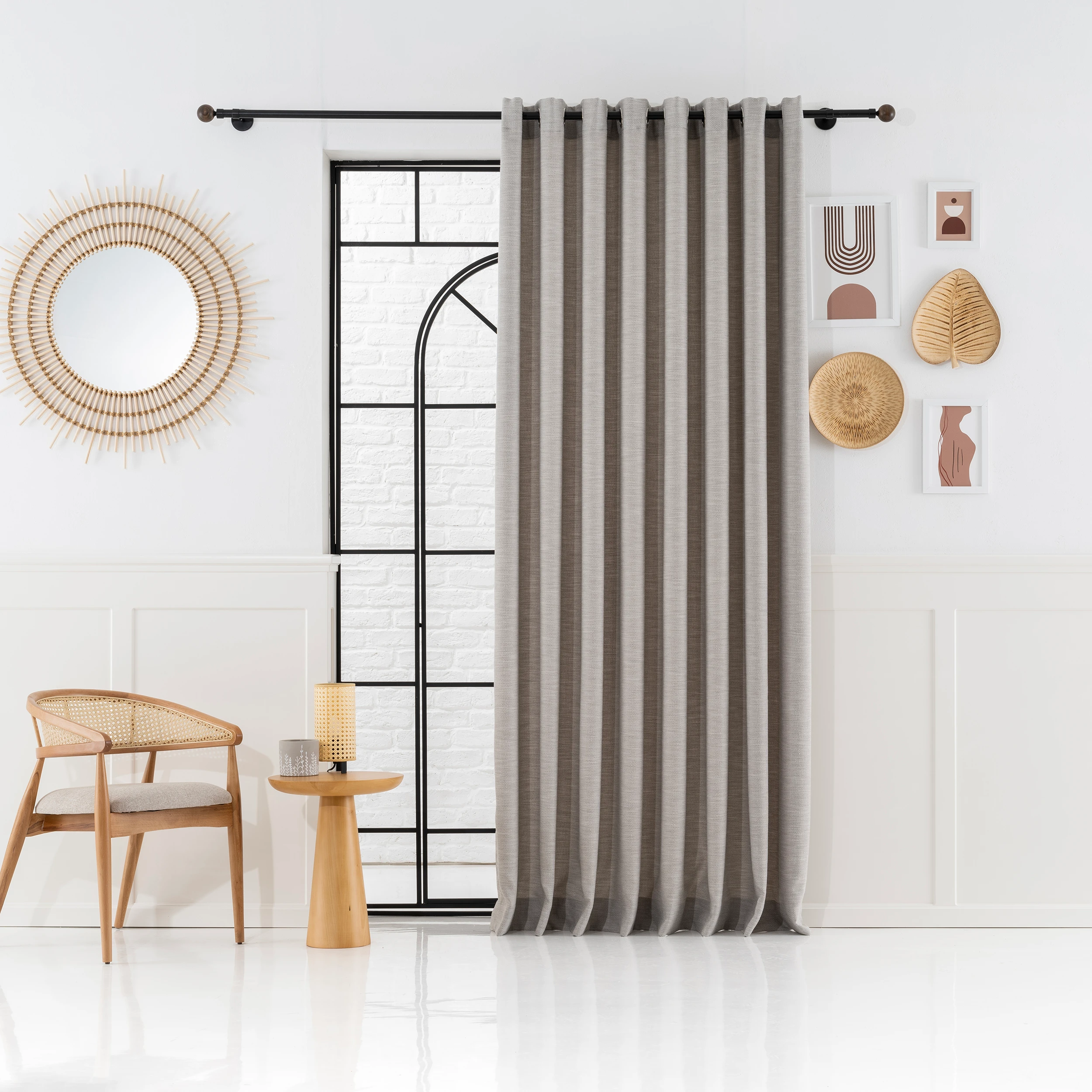 Herringbone Cotton Curtains – Extra Wide Linen-Look Drapery Panels | Custom Size Window Treatments for Modern Home Decor