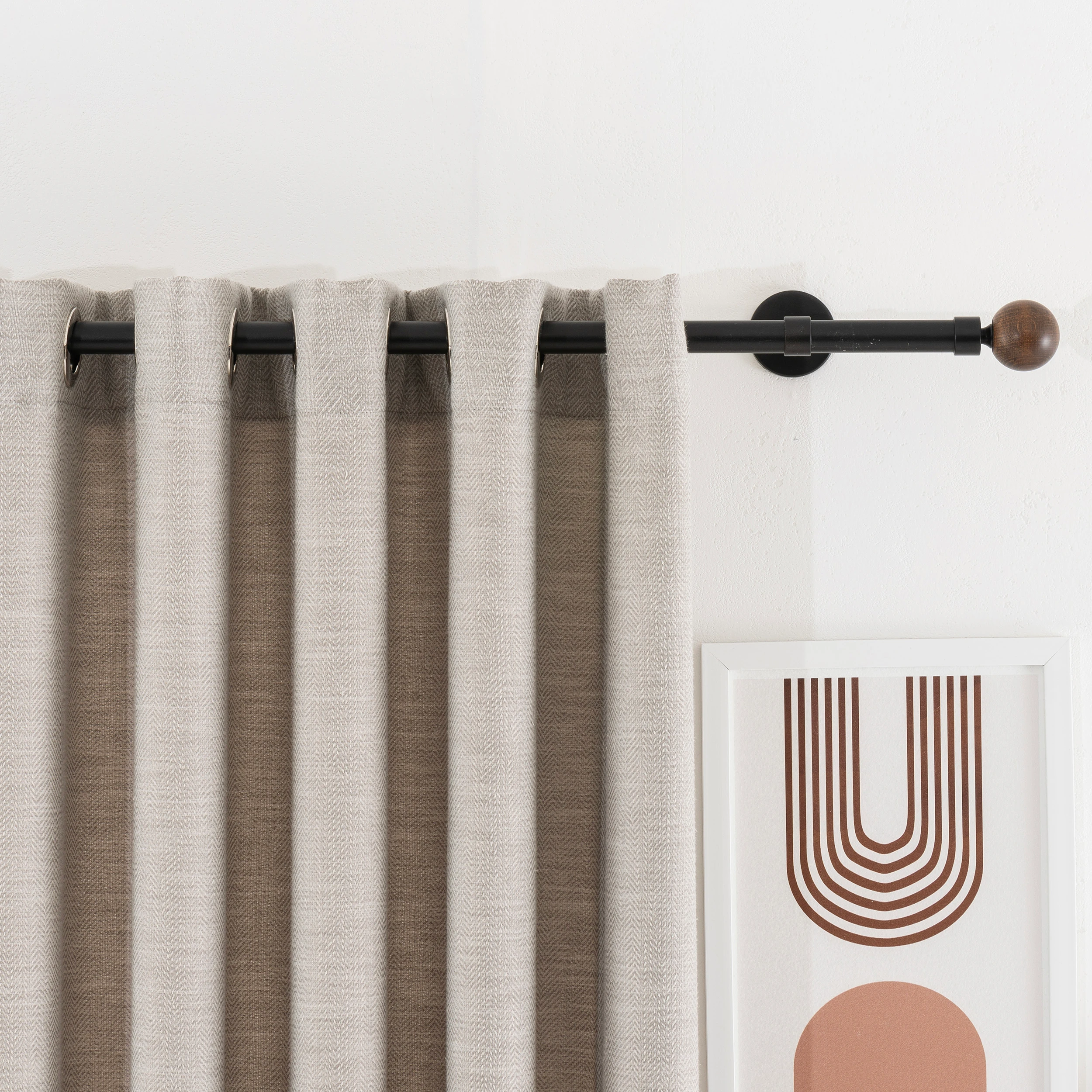 Herringbone Cotton Curtains – Extra Wide Linen-Look Drapery Panels | Custom Size Window Treatments for Modern Home Decor