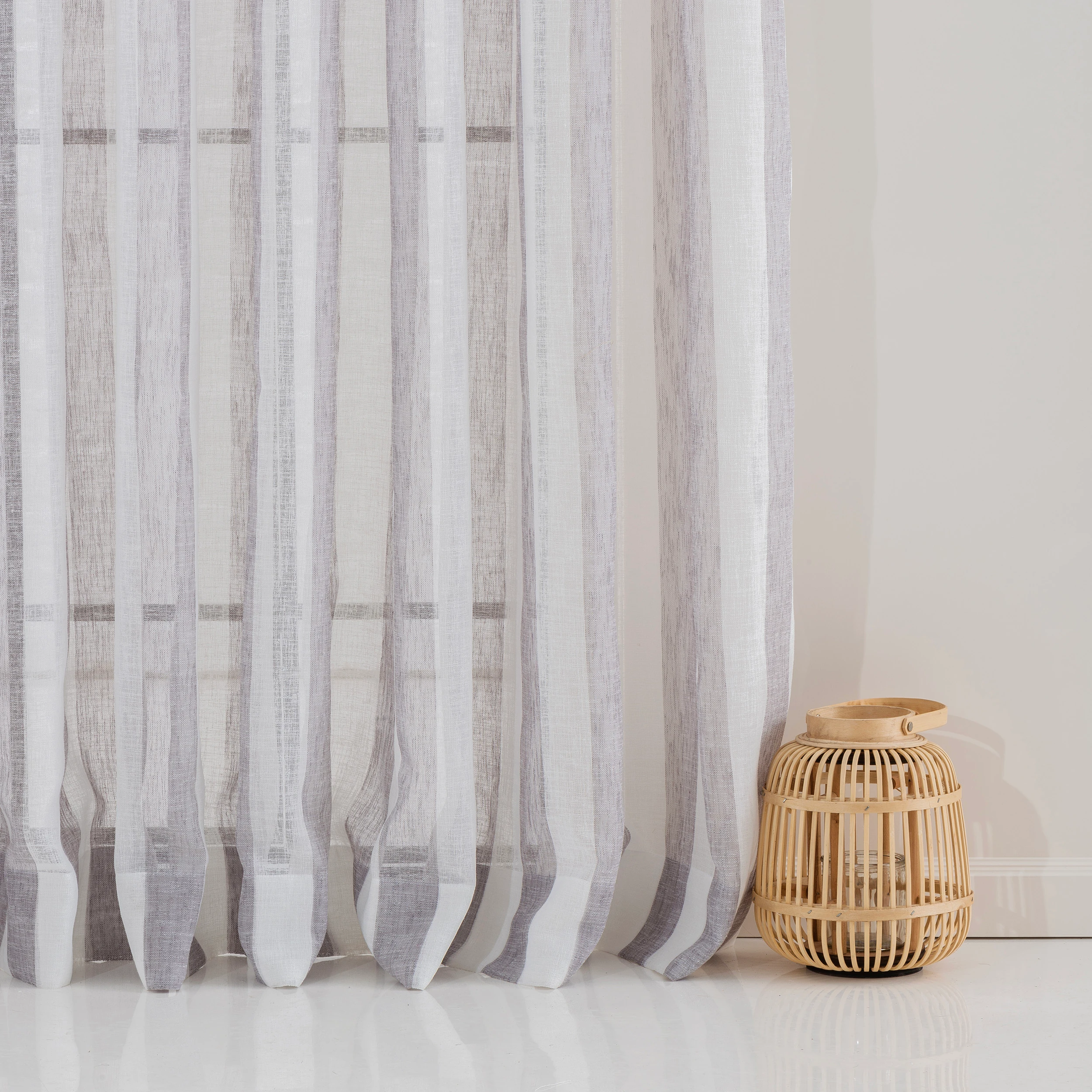 Striped Custom Linen Curtains – 6 Colors | Back Tab & Hook & Ring Drapery Panels for Modern Living Room Decor
