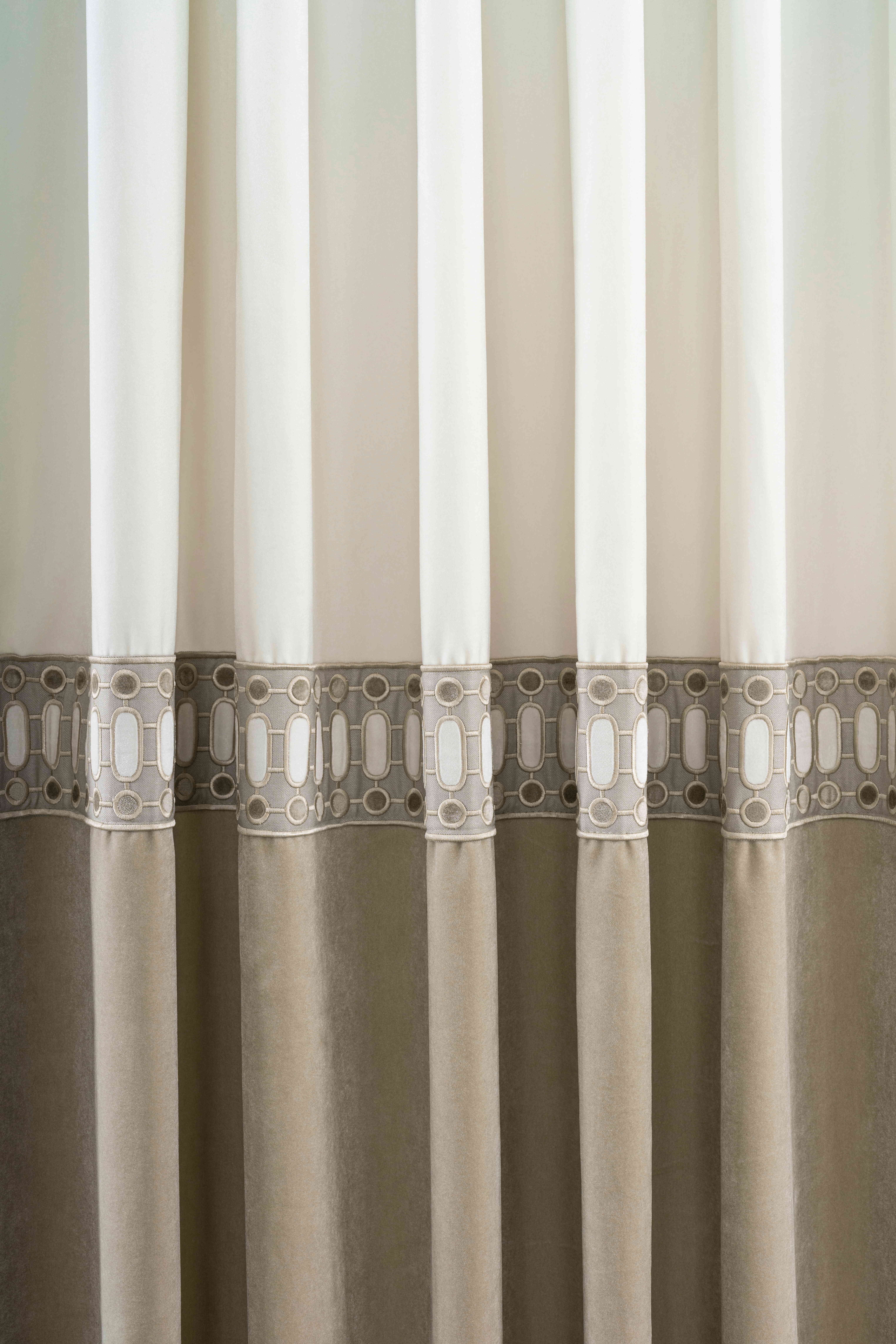 Linen Luxury Bohemian Color Block Curtain Panels,Custom Size Drapes for Living Room & Bedrooms