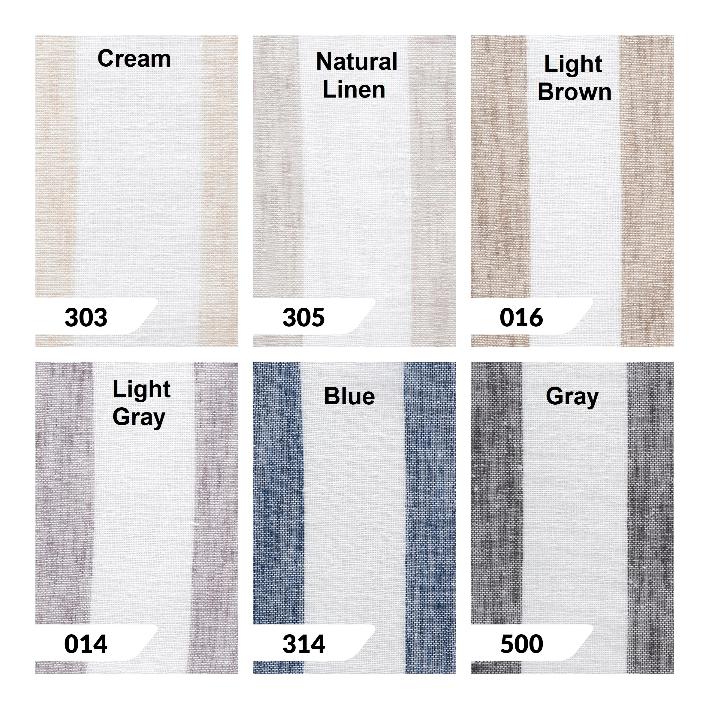 Striped Custom Linen Curtains – 6 Colors | Back Tab & Hook & Ring Drapery Panels for Modern Living Room Decor