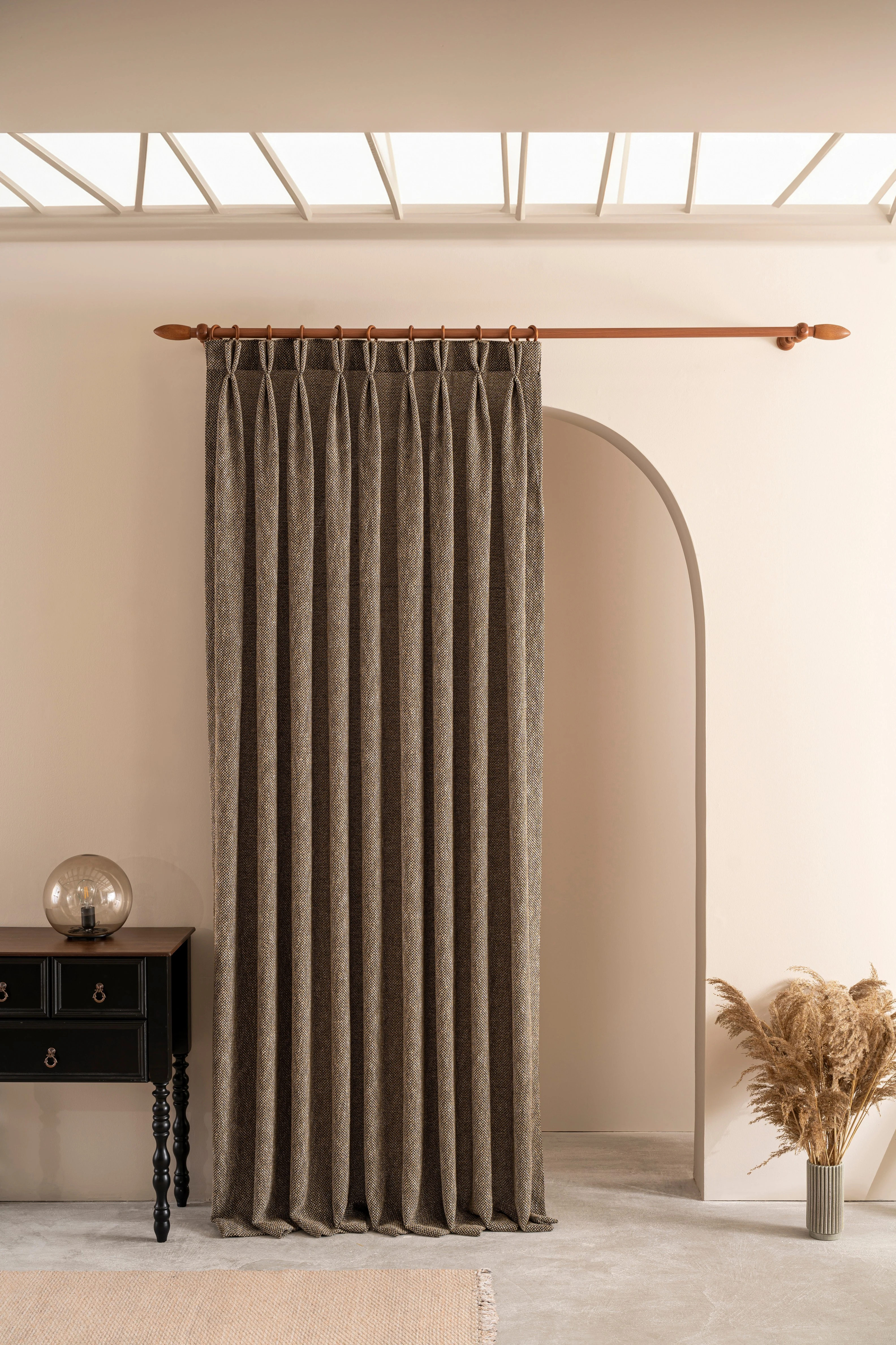 Luxury Bohemian Pinch Pleated Heavy Linen Drapes. Custom Size Window Treatments for Elegant Home Decor