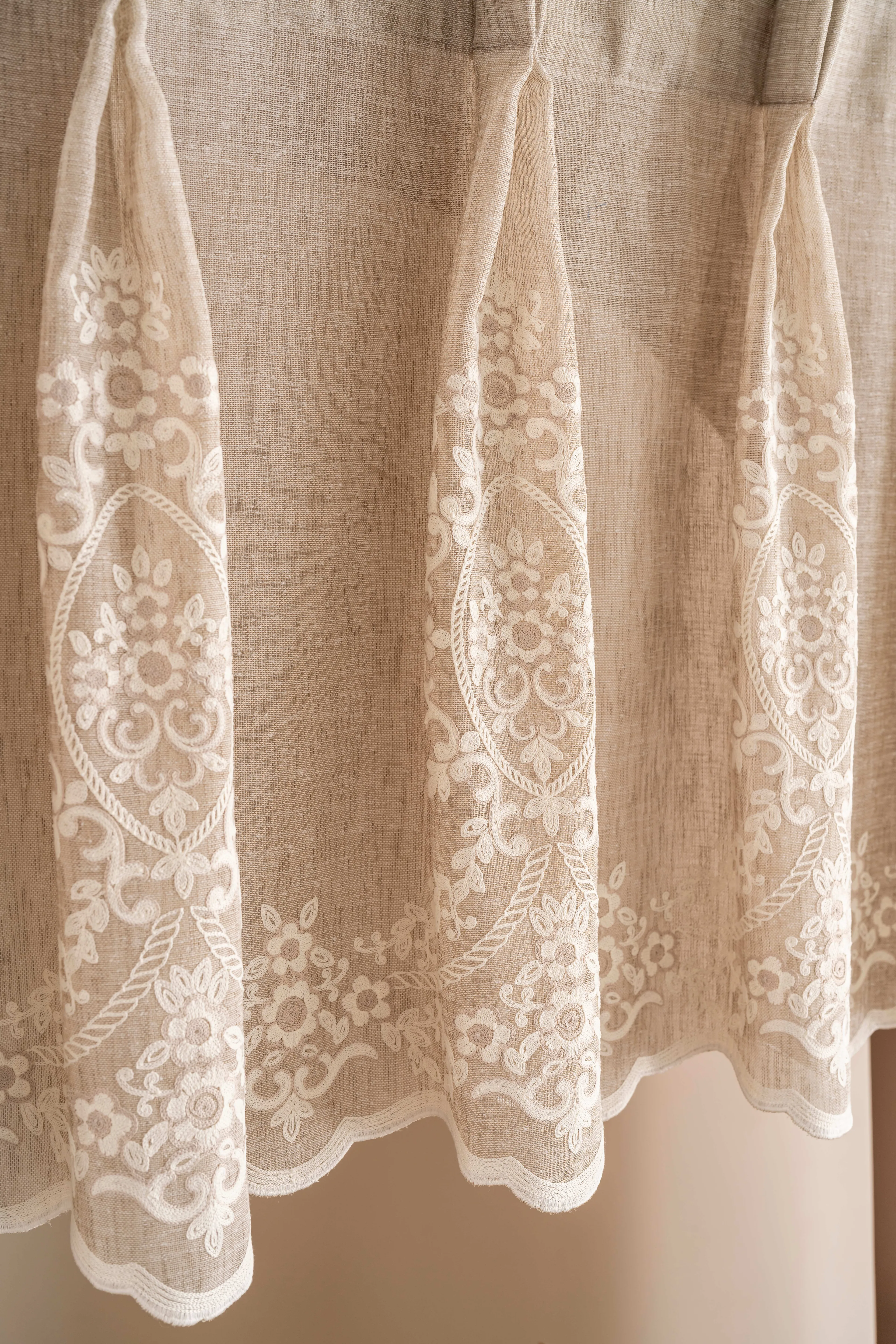 Double French Pinch Pleated Extra Short, Custom Size. Cafe-Valance Curtain For Kitchen Valance