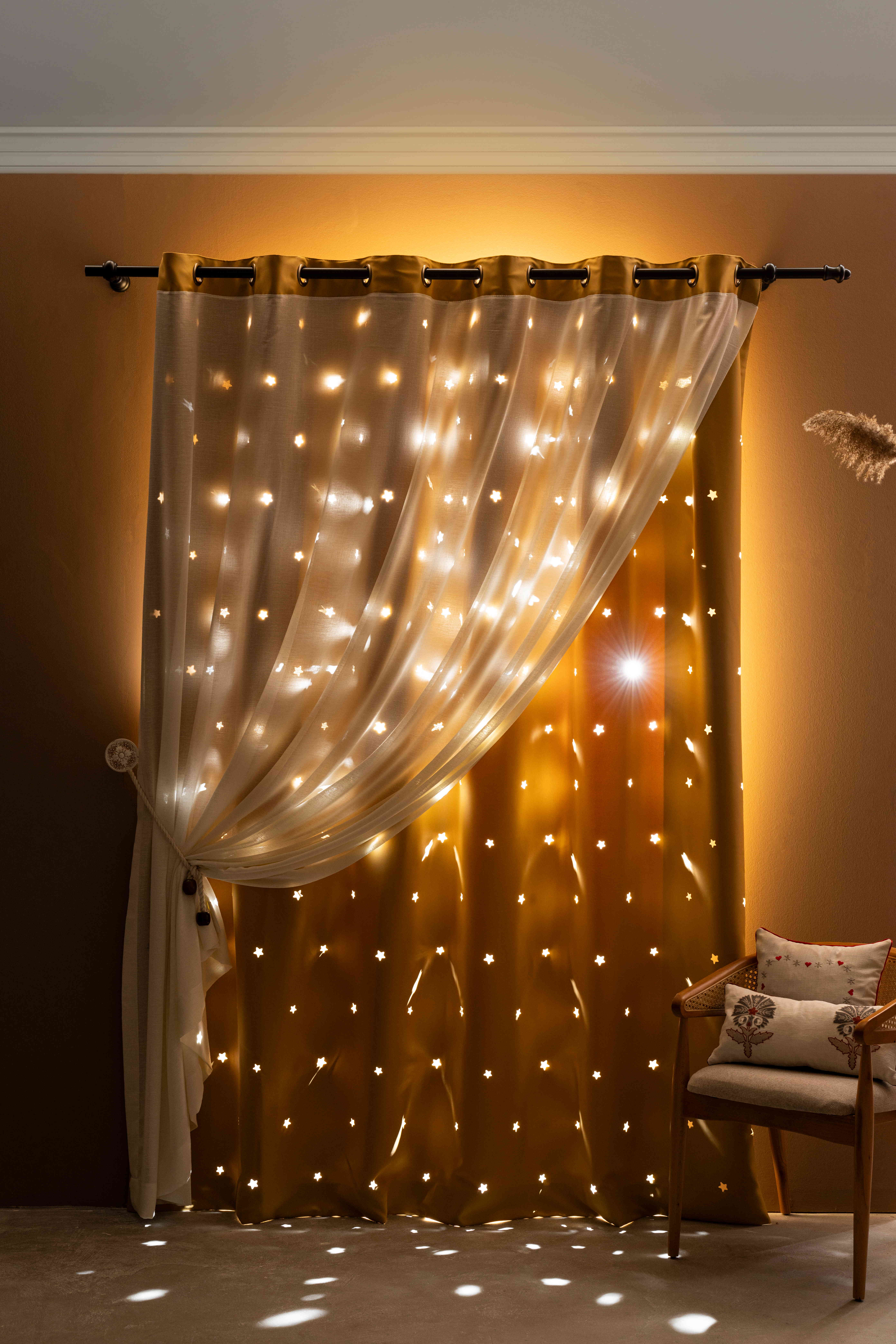 Special Collection 100% Blackout with White Linen Sheer Curtain Panels. Custom Size Blackout Linen Sheer Curtains for Grommet, Hook and Ring, Back Tab.