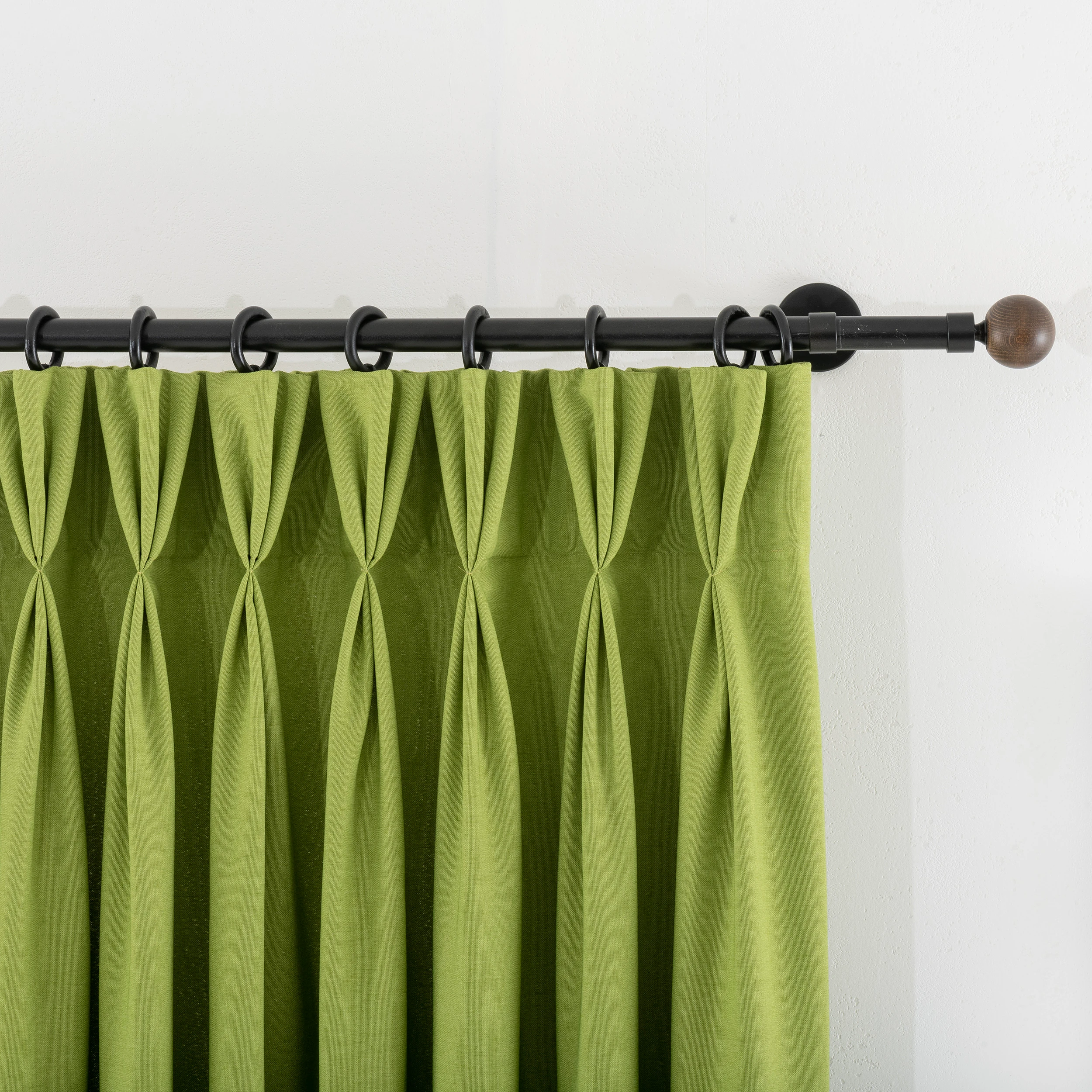 Triple Green French Pleat Linen Curtains 18 Colors. Custom Luxury Drapes for Living Room And Bedroom