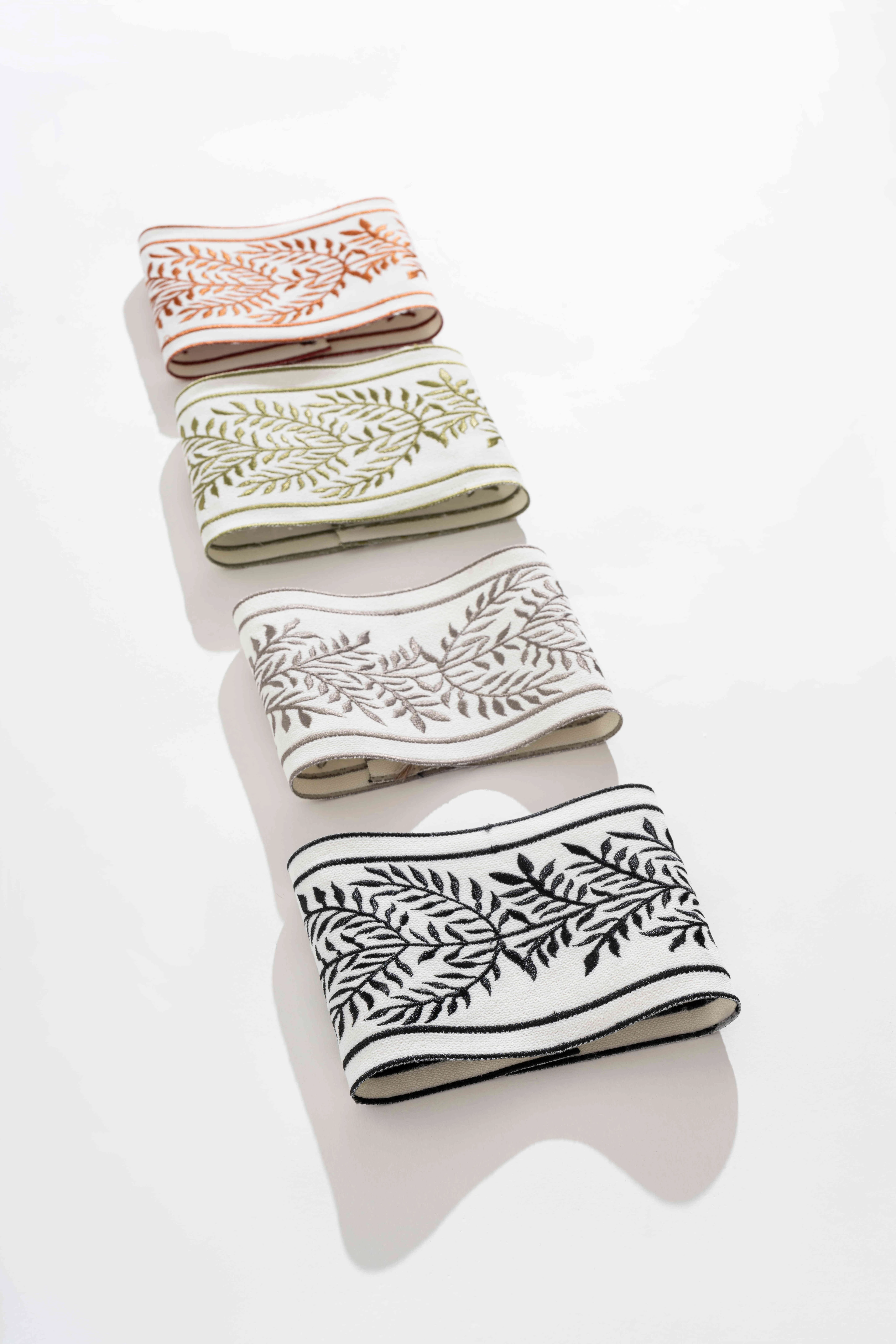 Border Embroidered Linen Curtains – Grommet Top Custom Drapery Panels | Luxury Linen Window Treatments for Living Room & Bedroom