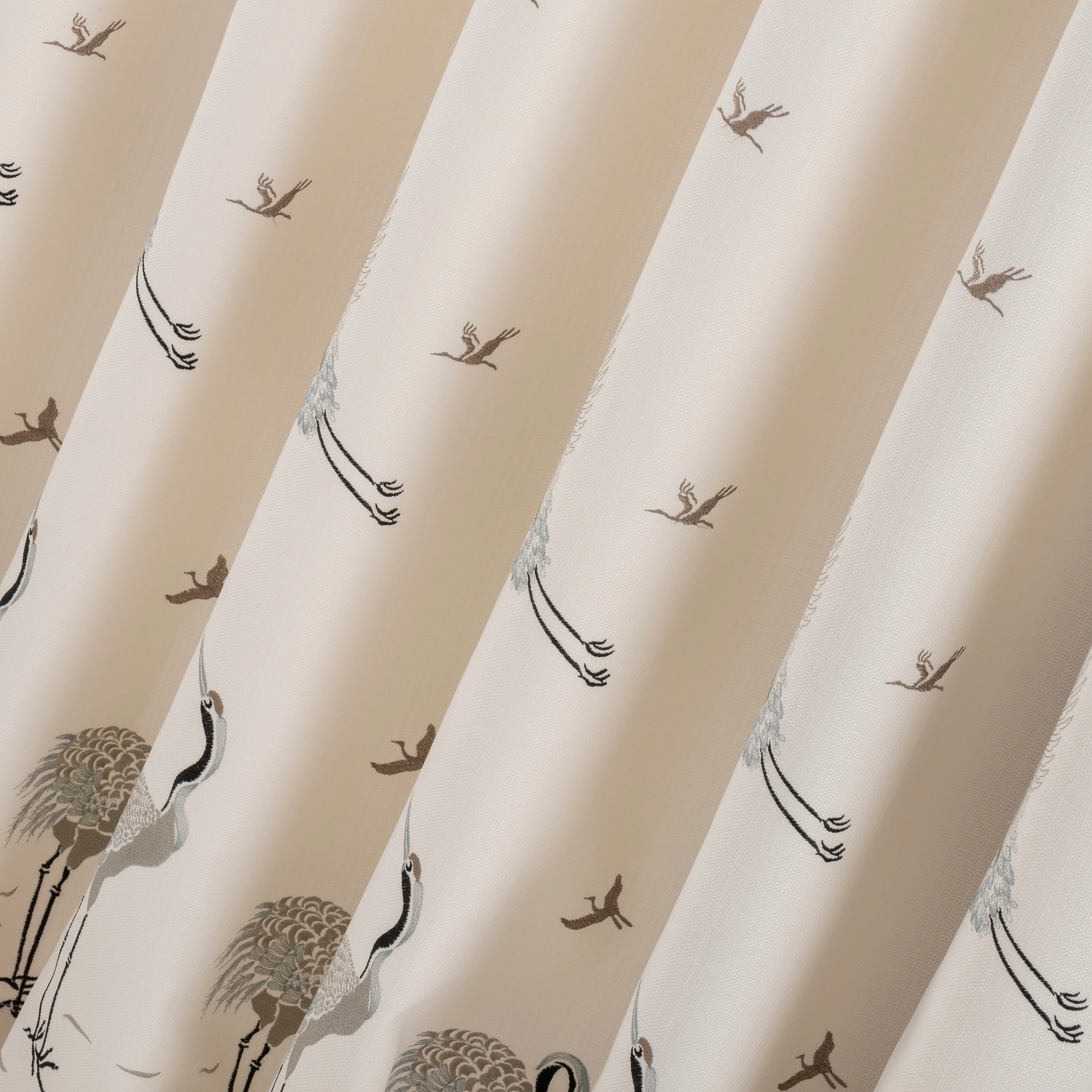 Bird Embroidered Curtains, White Curtains with Crane Bird Pattern, Custom Curtains, Living room, and Bedroom And Shower Curtain Panels.