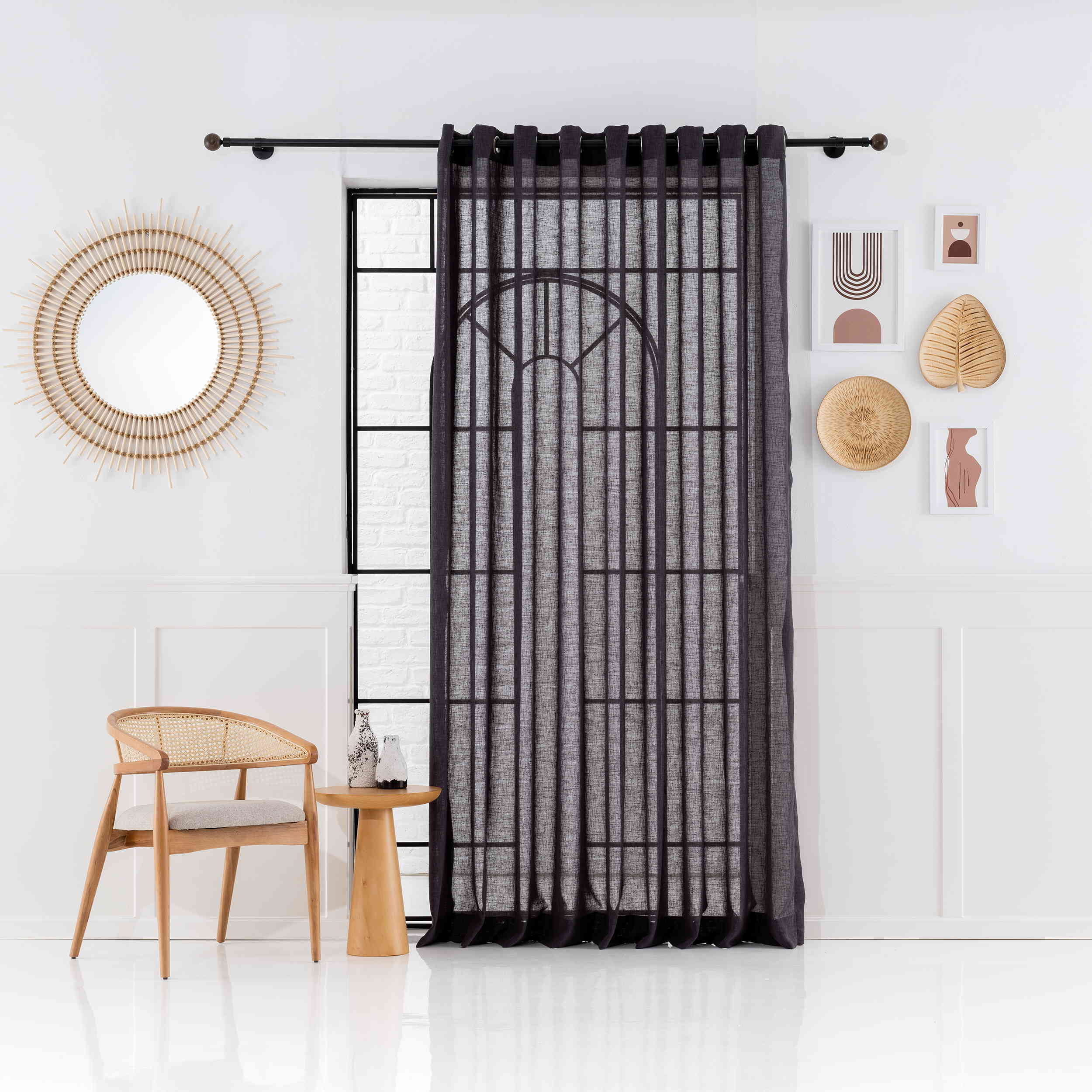 Dark Color Linen Sheer Curtains, 5 Colors. Rod Pocket, Back Tab, Grommet Voile Curtain Panels. Semi Sheer Drapes Living room and Bedroom Sheer Curtains.