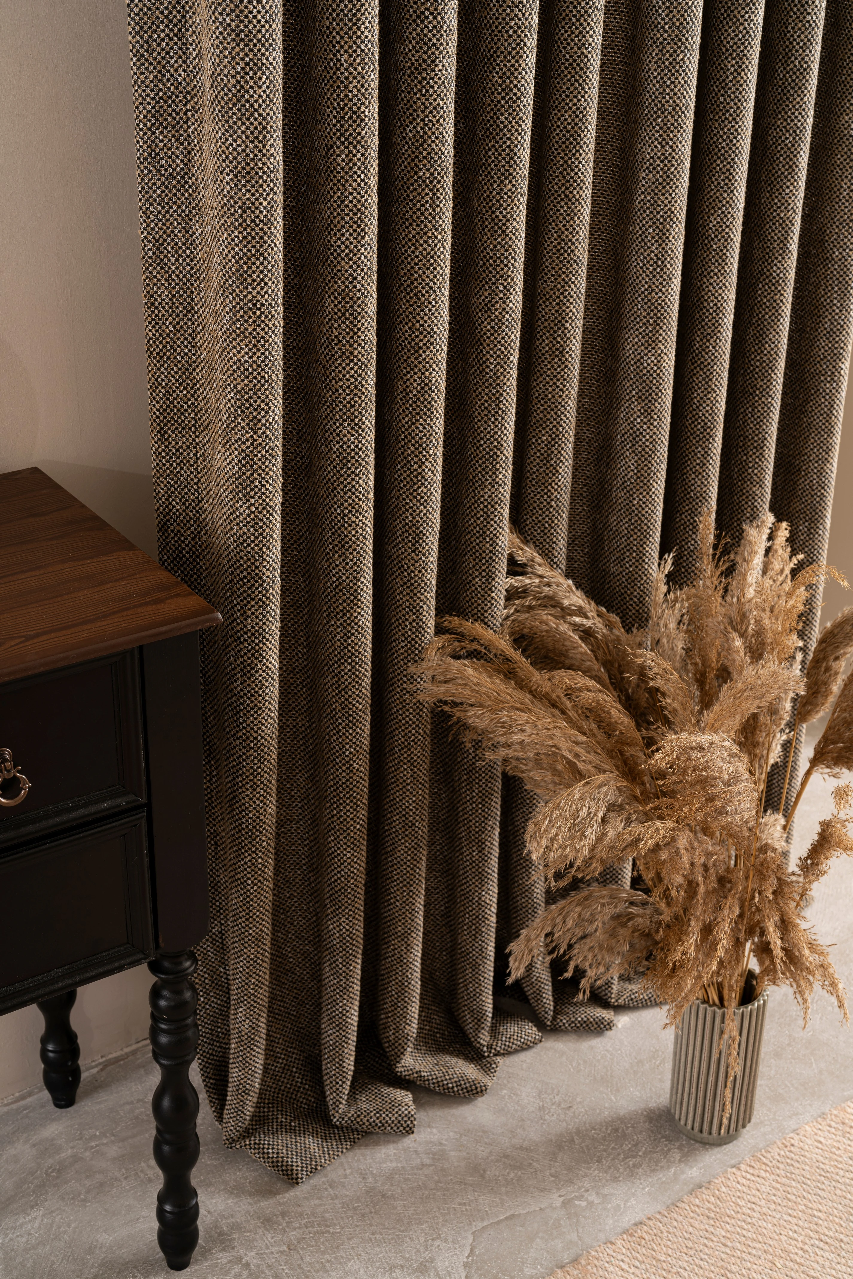 Luxury Bohemian Pinch Pleated Heavy Linen Drapes. Custom Size Window Treatments for Elegant Home Decor